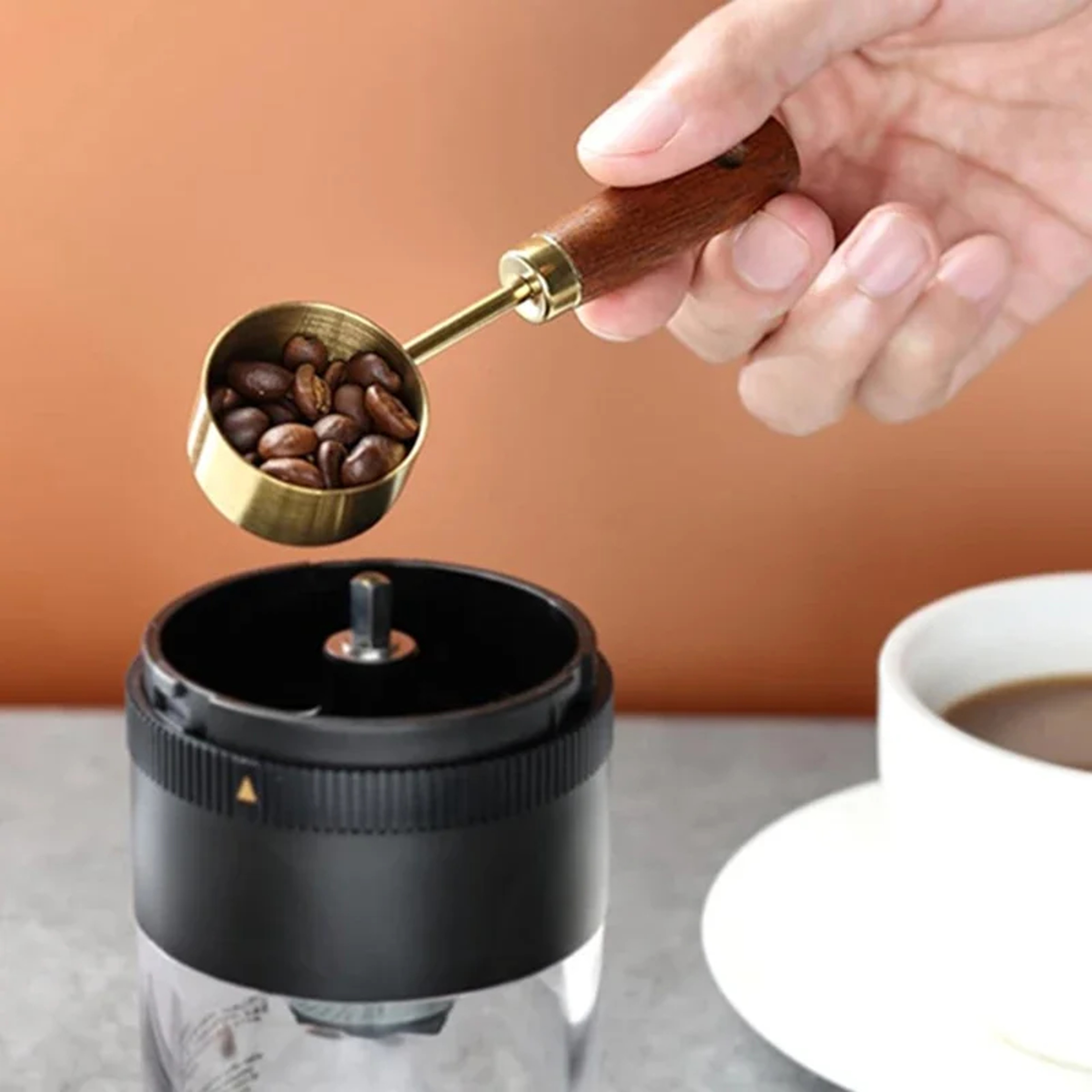 Stainless Steel Measuring Spoon With Wood Handle Tablespoon Coffee Scoop Sugar Powder Coffee Bean M 3