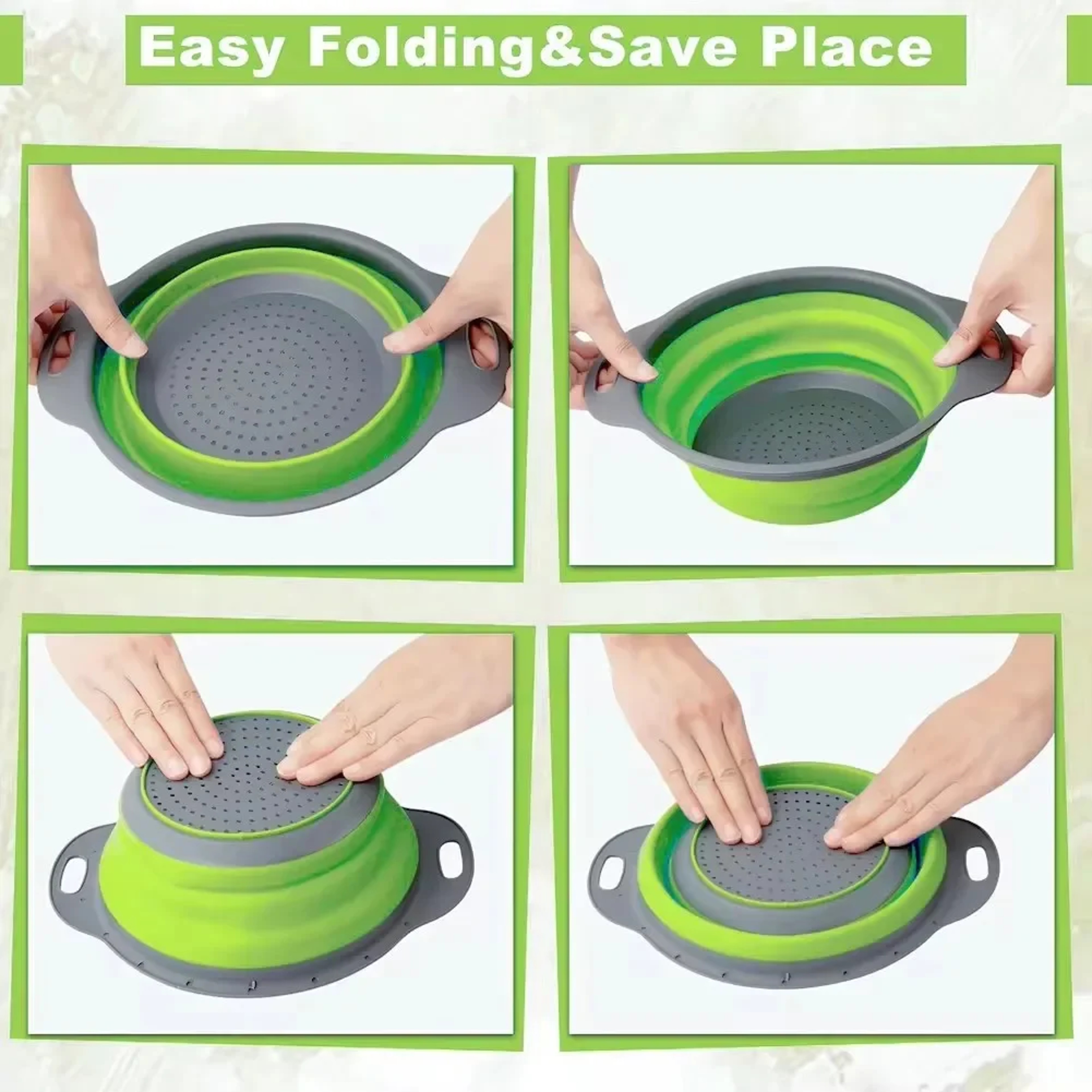 Round Folding Drain Basket Fruit Vegetable Washing Basket Foldable Strainer Colander Collapsible Dr
