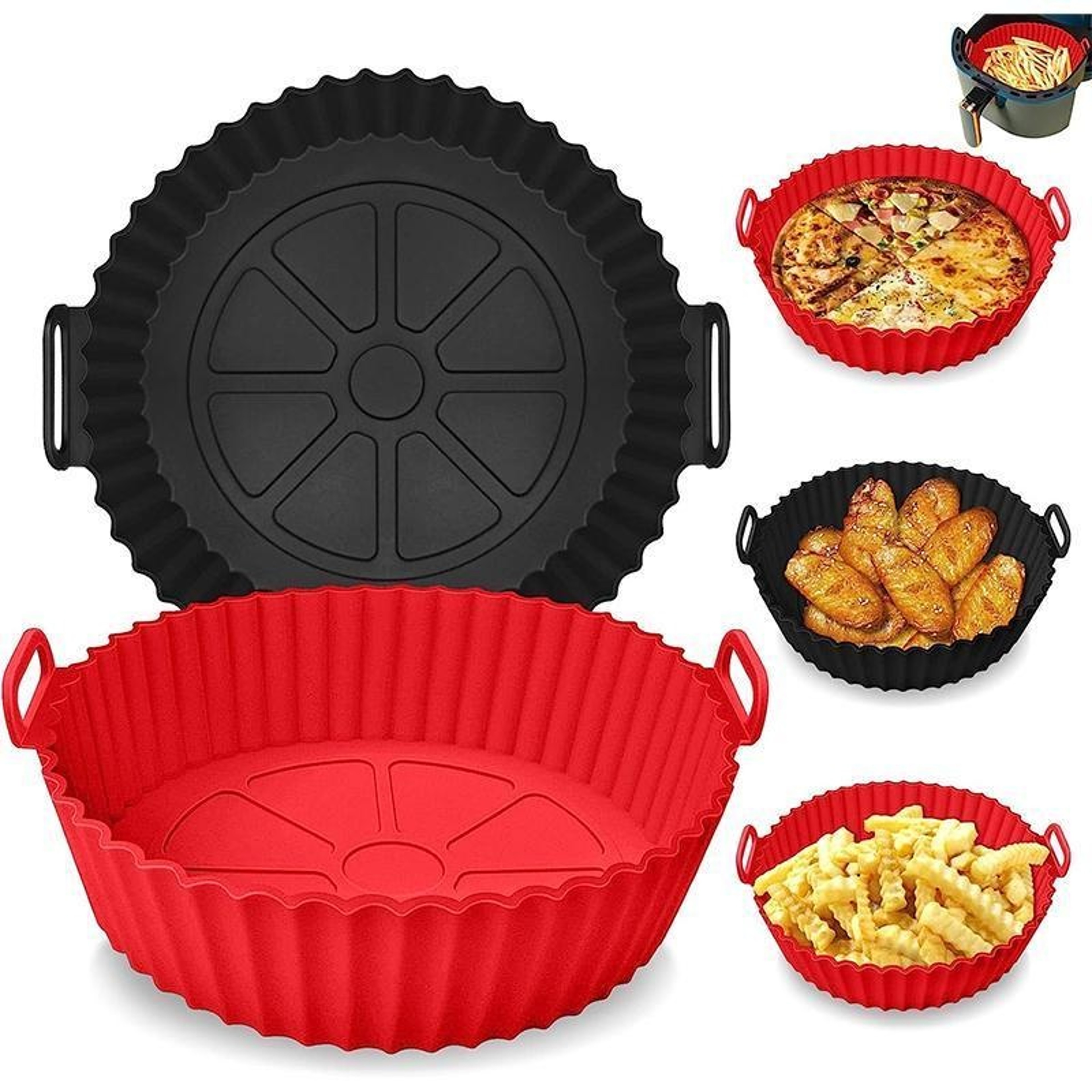 Air Fryer Silicone Liners, Reusable Silicone Air Fryer Pot, Non Stick Basket Accessories for Food Safety – view 1