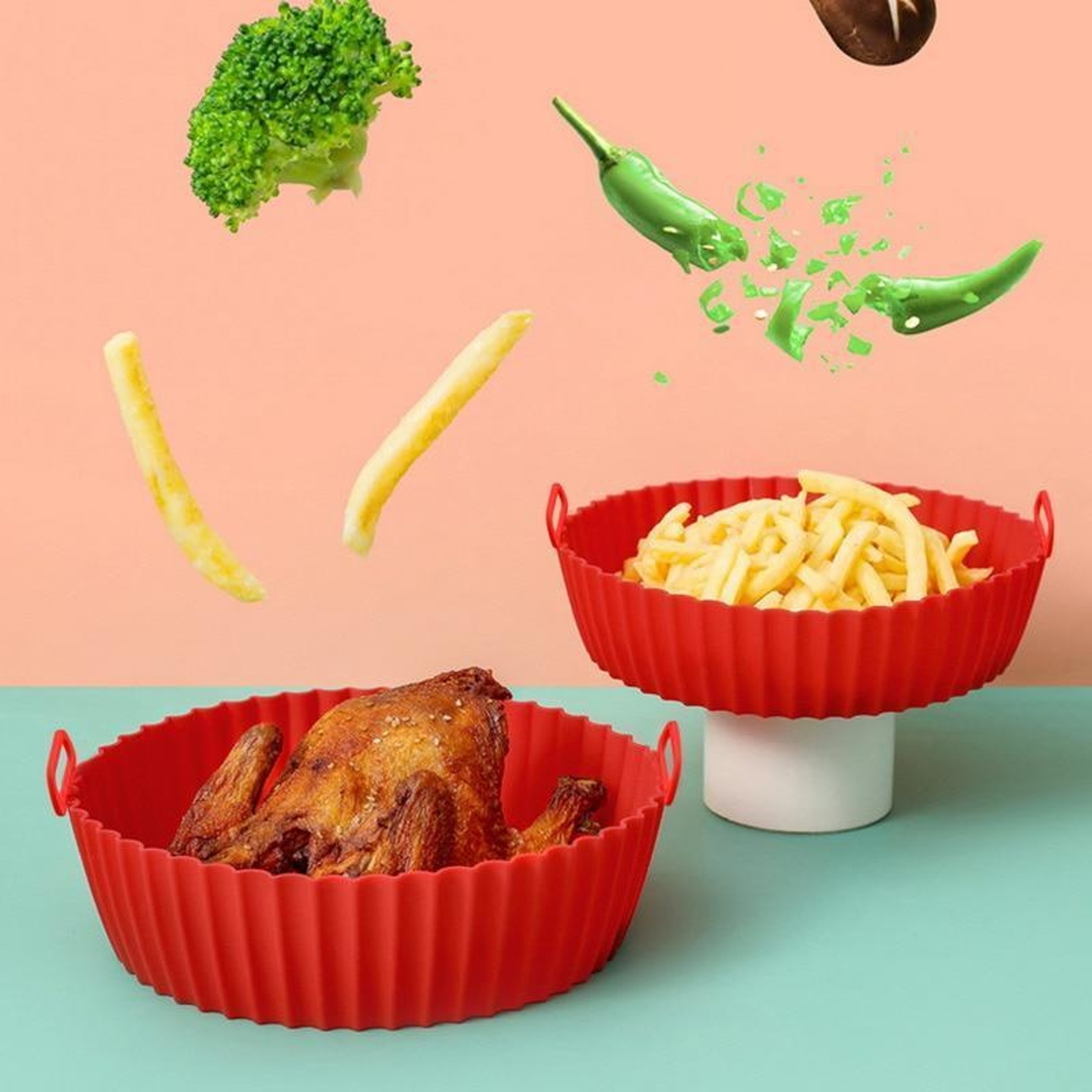 Air Fryer Silicone Liners, Reusable Silicone Air Fryer Pot, Non Stick Basket Accessories for Food Safety – view 2