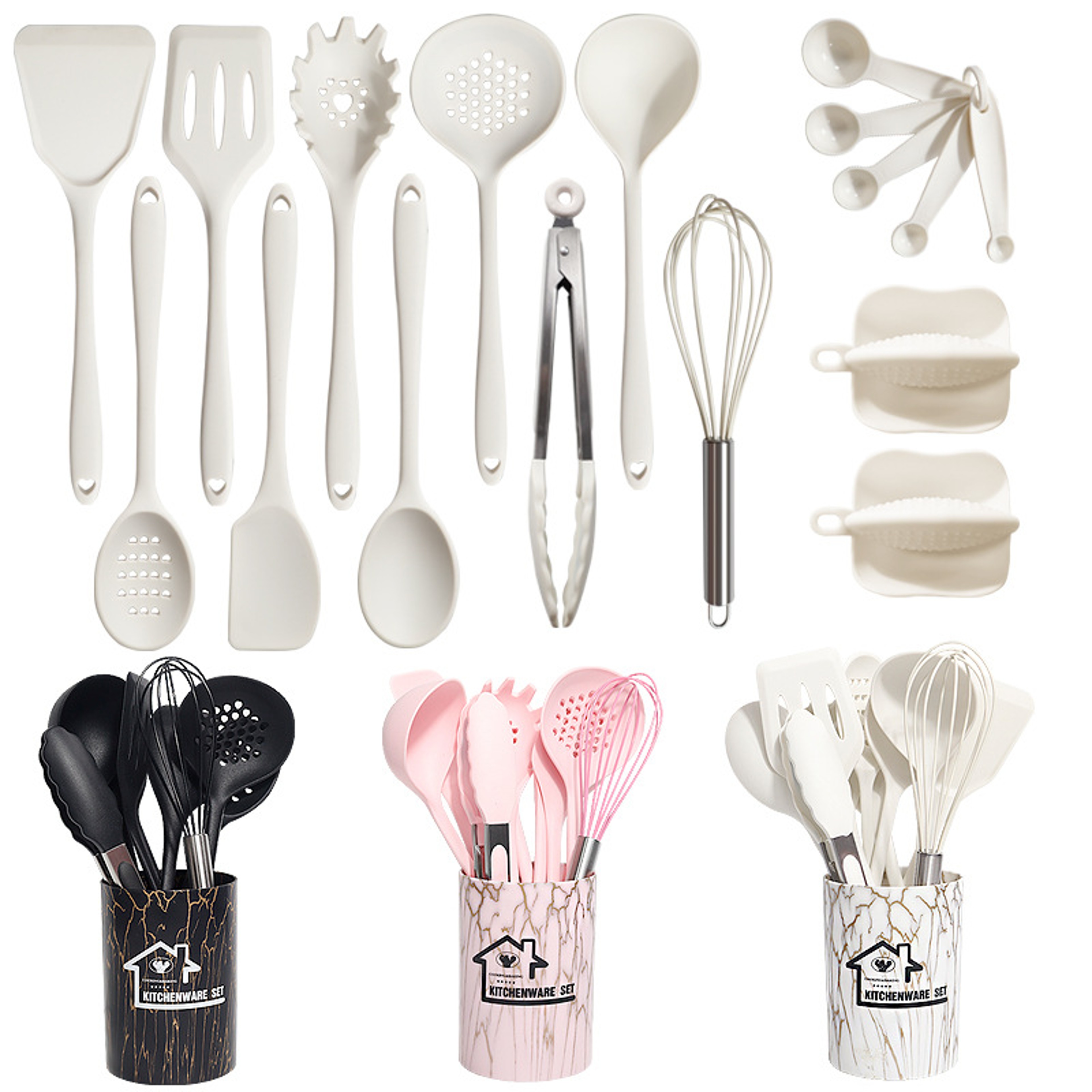 Kitchenware Utensils Set, Heat Resistant Non-stick Silicone Cookware, Spatula, Egg Shovel Beater, Kitchen Cooking Tools – view 1