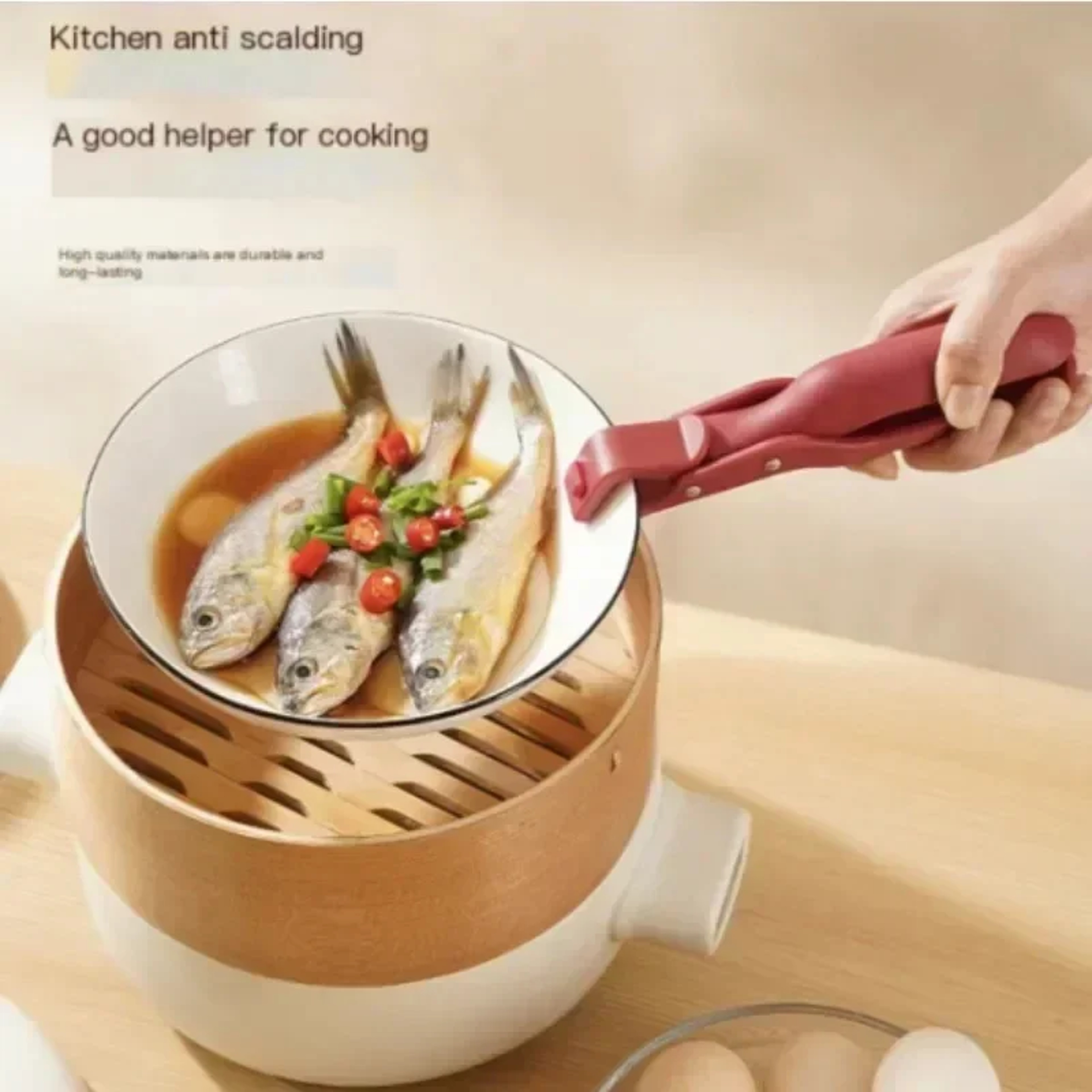 Anti Scalding Tray Holder Multifunctional Bowl Holder Anti Slip Silicone Clip For Kitchen Creative  4