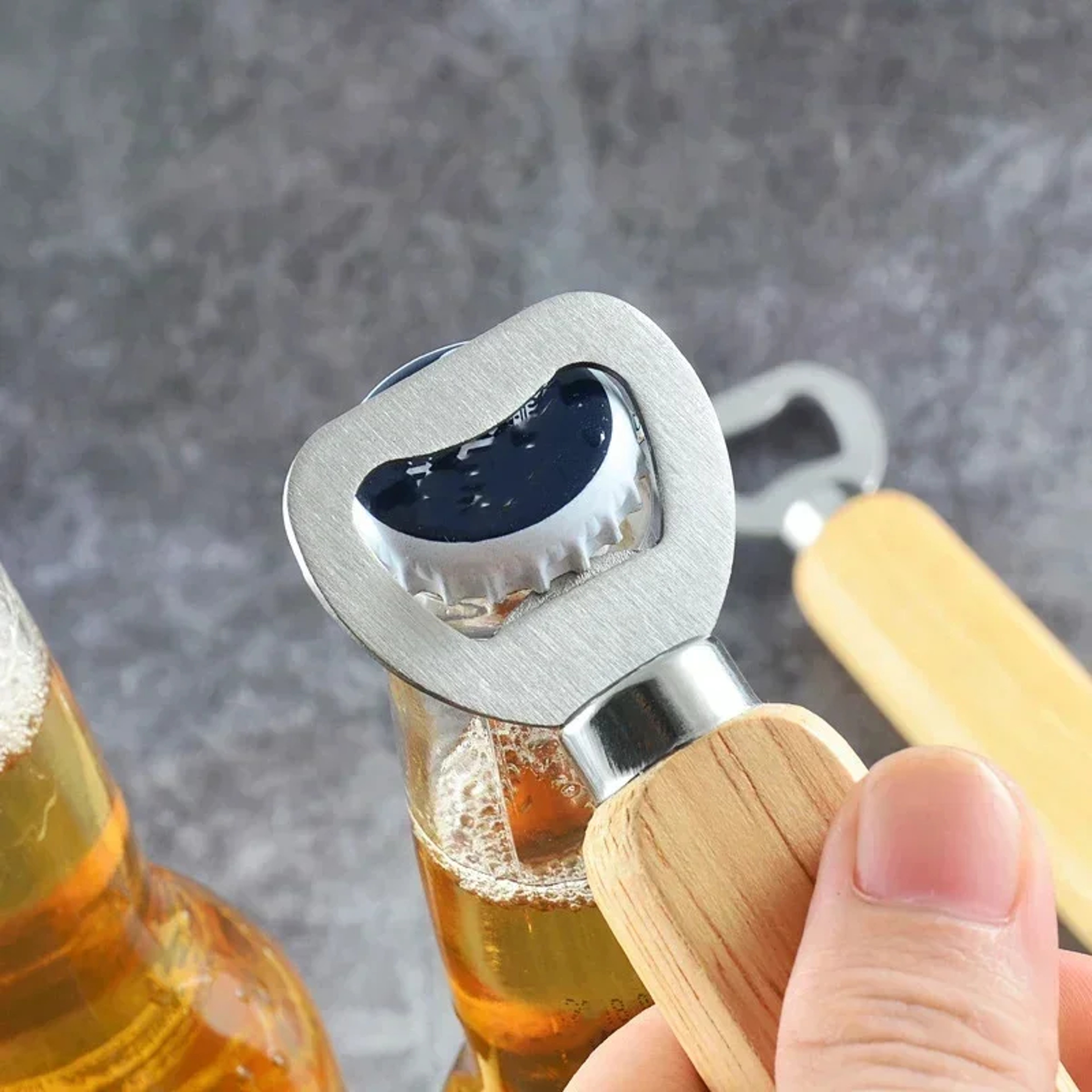 Popular Beer Bottle Opener With Thickened Stainless Steel Wooden Handle For Alcoholic Nonalcoholic  0