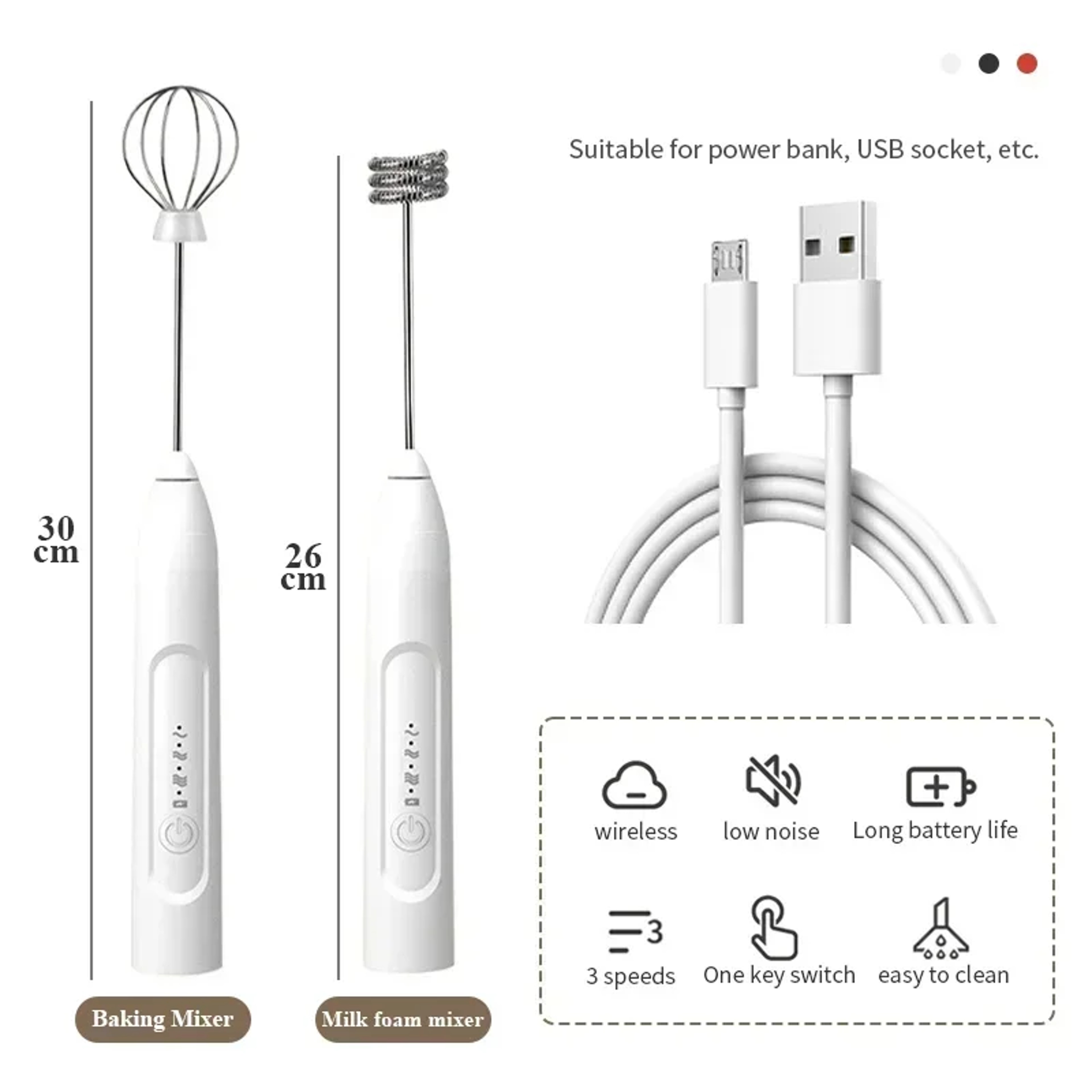 Portable USB Electric Egg Beater Household Kitchen Handheld Egg White Frother Coffee Whipping Foam  2