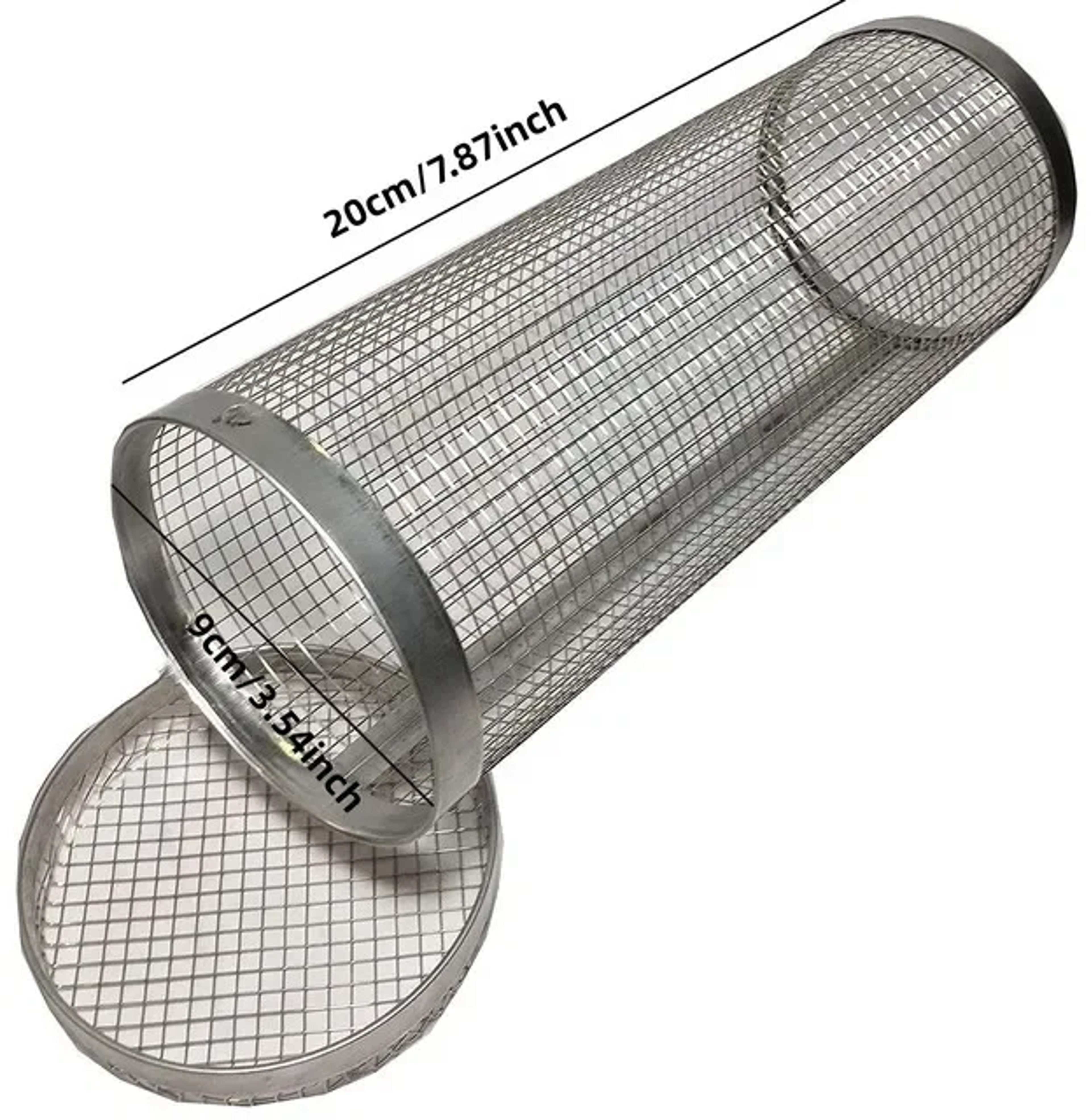 HighQuality Circular Stainless Steel Rolling BBQ Basket Sturdy Wire Mesh Cylinder Ideal For Outdoor 6