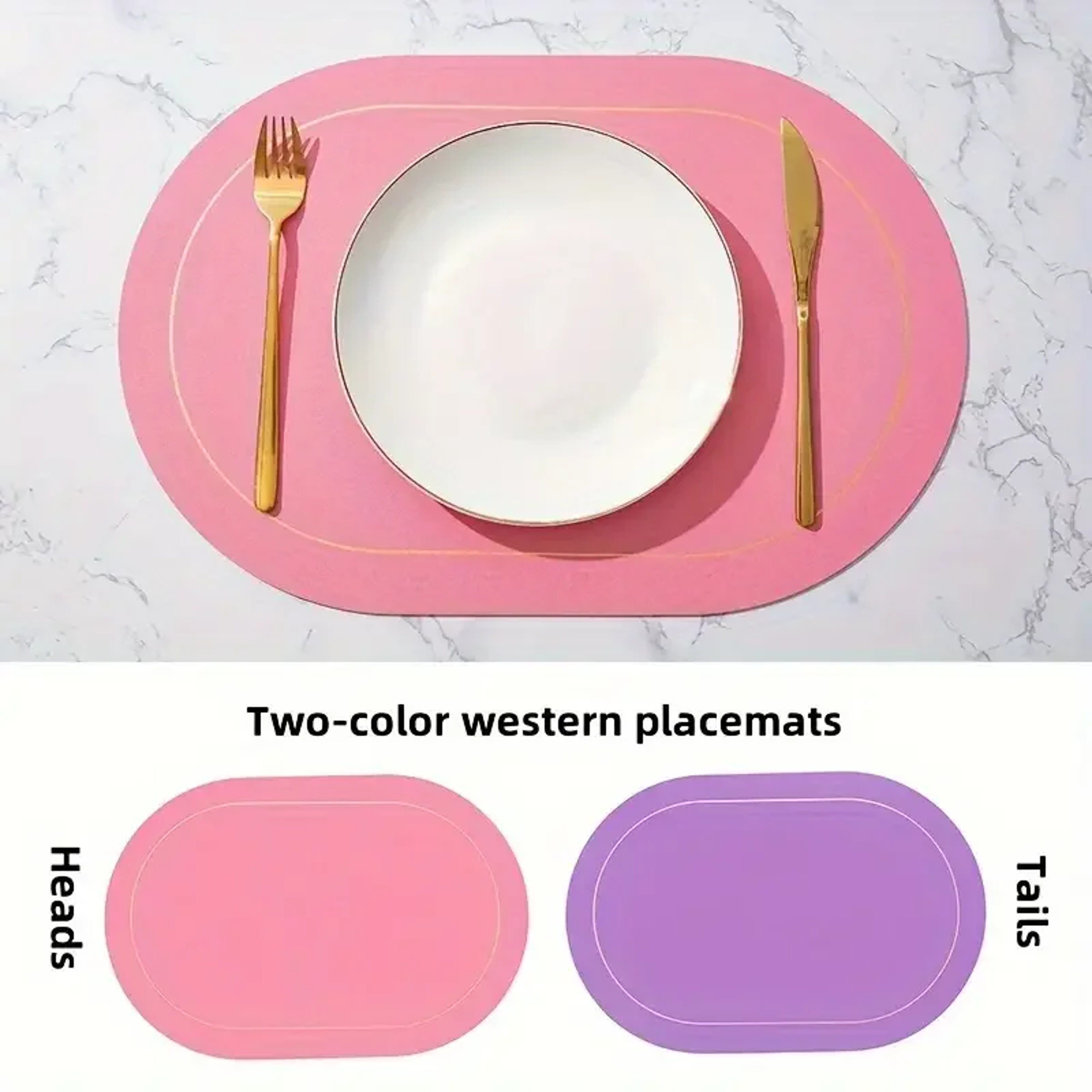 Color Blocking Table Leather Placemats, Heat-Resistant, Non-Slip Waterproof Place Mats for Dining, Washable Insulation – view 8