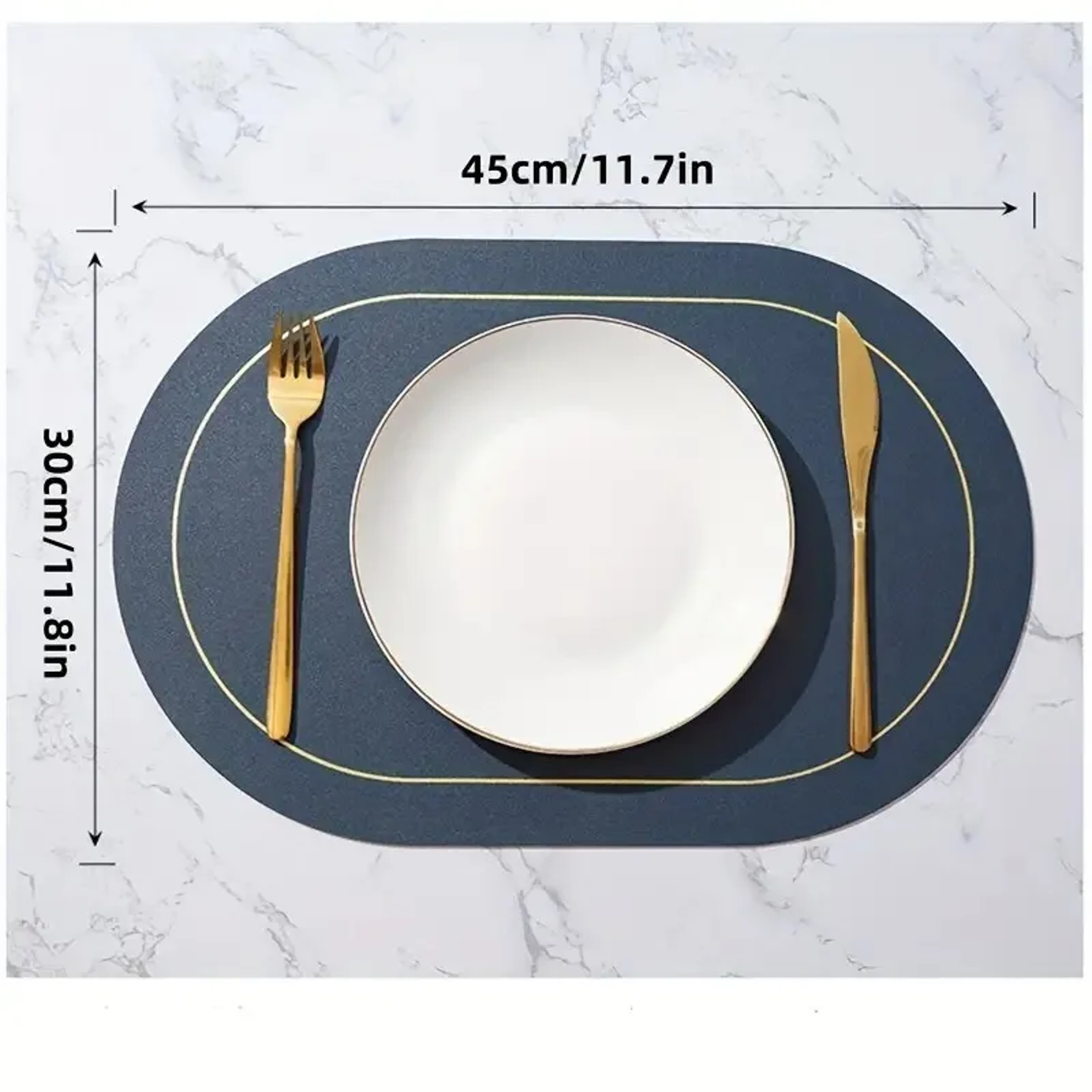 Color Blocking Table Leather Placemats, Heat-Resistant, Non-Slip Waterproof Place Mats for Dining, Washable Insulation – view 6