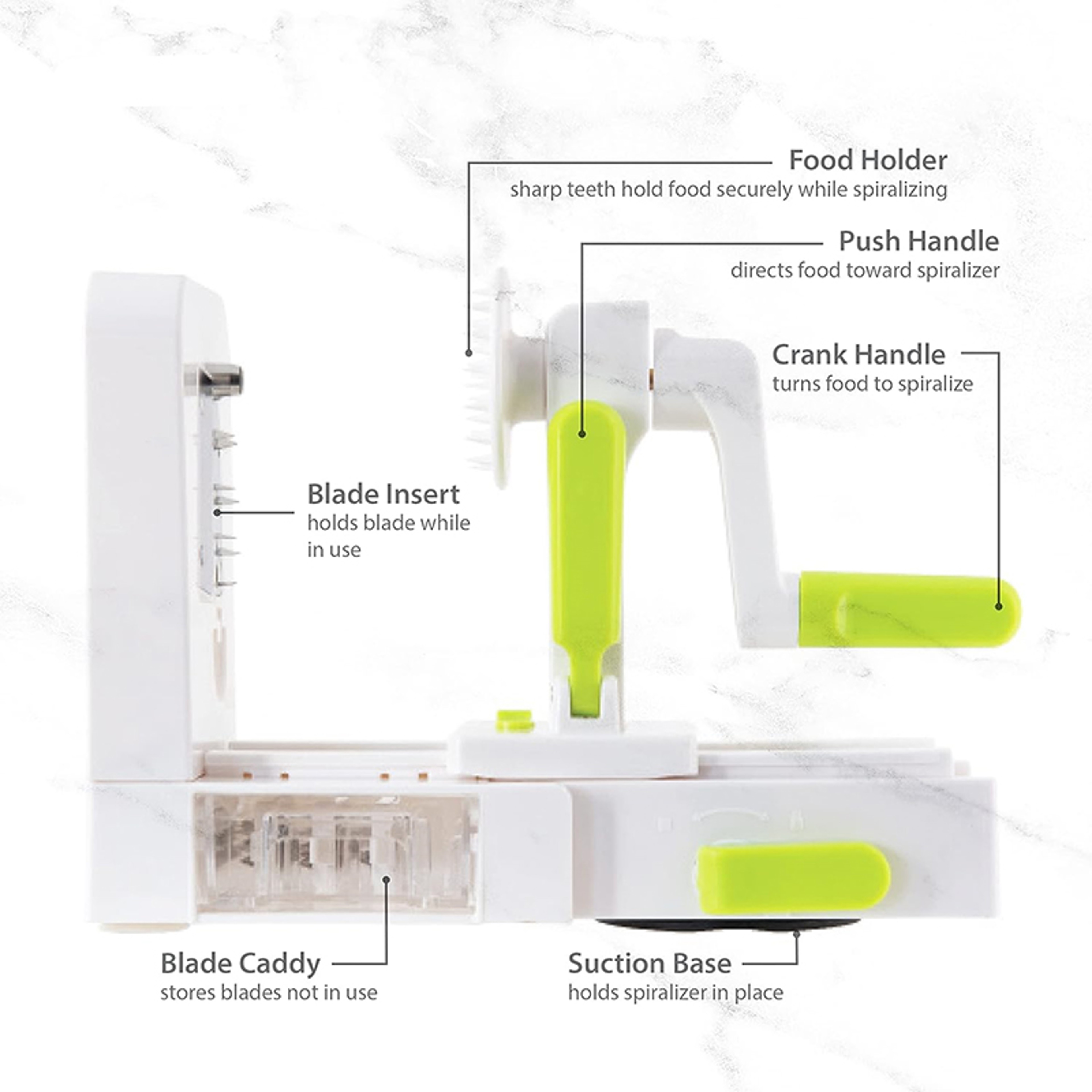 Vegetable Spiralizer Slicer, Rotary Cheese Grater, Foldable Veggie Pasta Maker, Vegetable Shredder – view 3