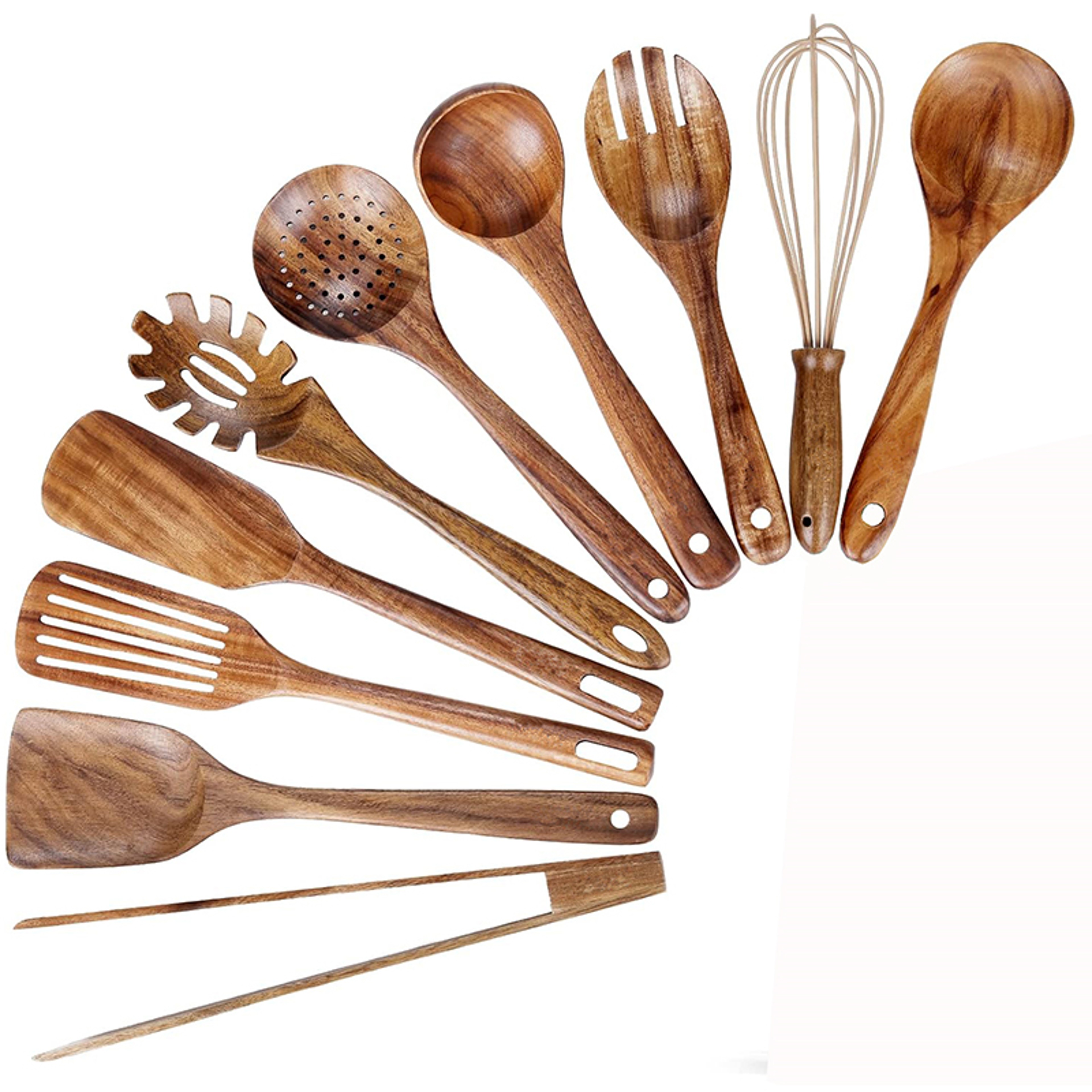 Natural Teak Wooden Kitchen Utensil Set, Wooden Spoons and Spatula, Cooking Utensil Set for Baking – view 8