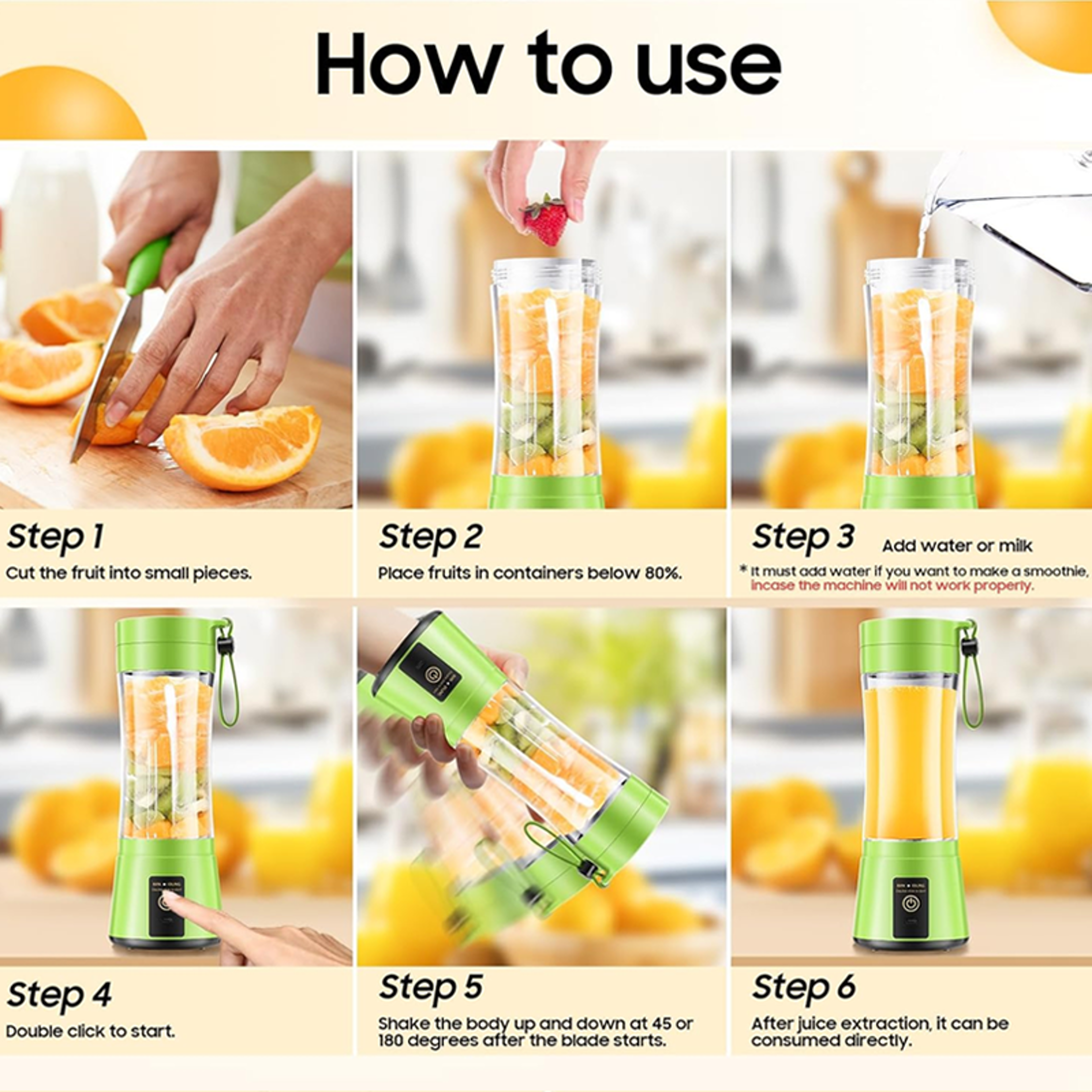 Portable Juicer Fruit Smoothie Electric Blender, Mini Juice Cup, USB Charging Blender for Travel and Fitness Use – view 3