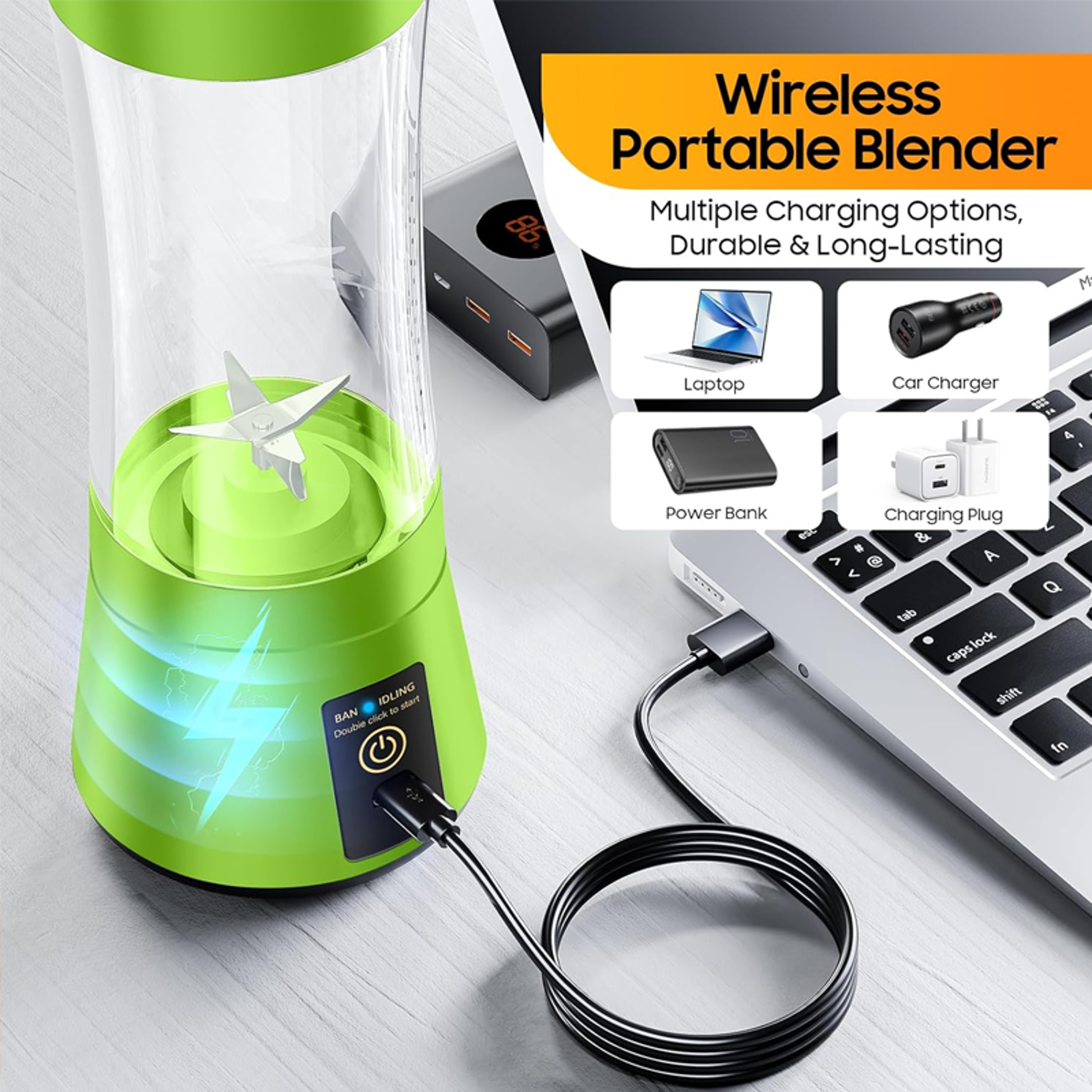 Portable Juicer Fruit Smoothie Electric Blender, Mini Juice Cup, USB Charging Blender for Travel and Fitness Use – view 4