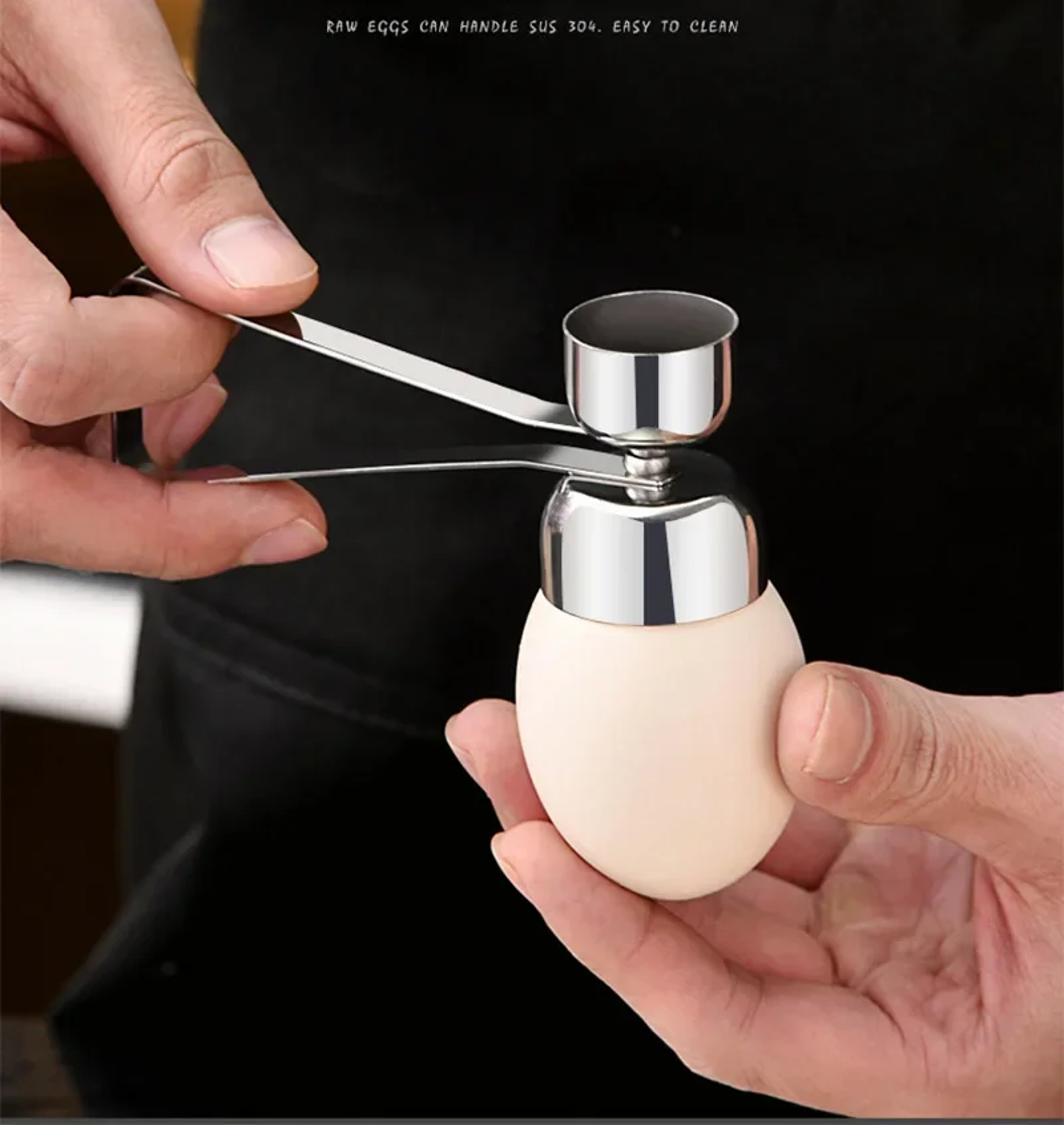 Stainless Steel Egg Scissors, Eggshell Opener, Double Head Metal Boiled Egg Cutter, Creative Kitchen Cooking Gadget – view 3