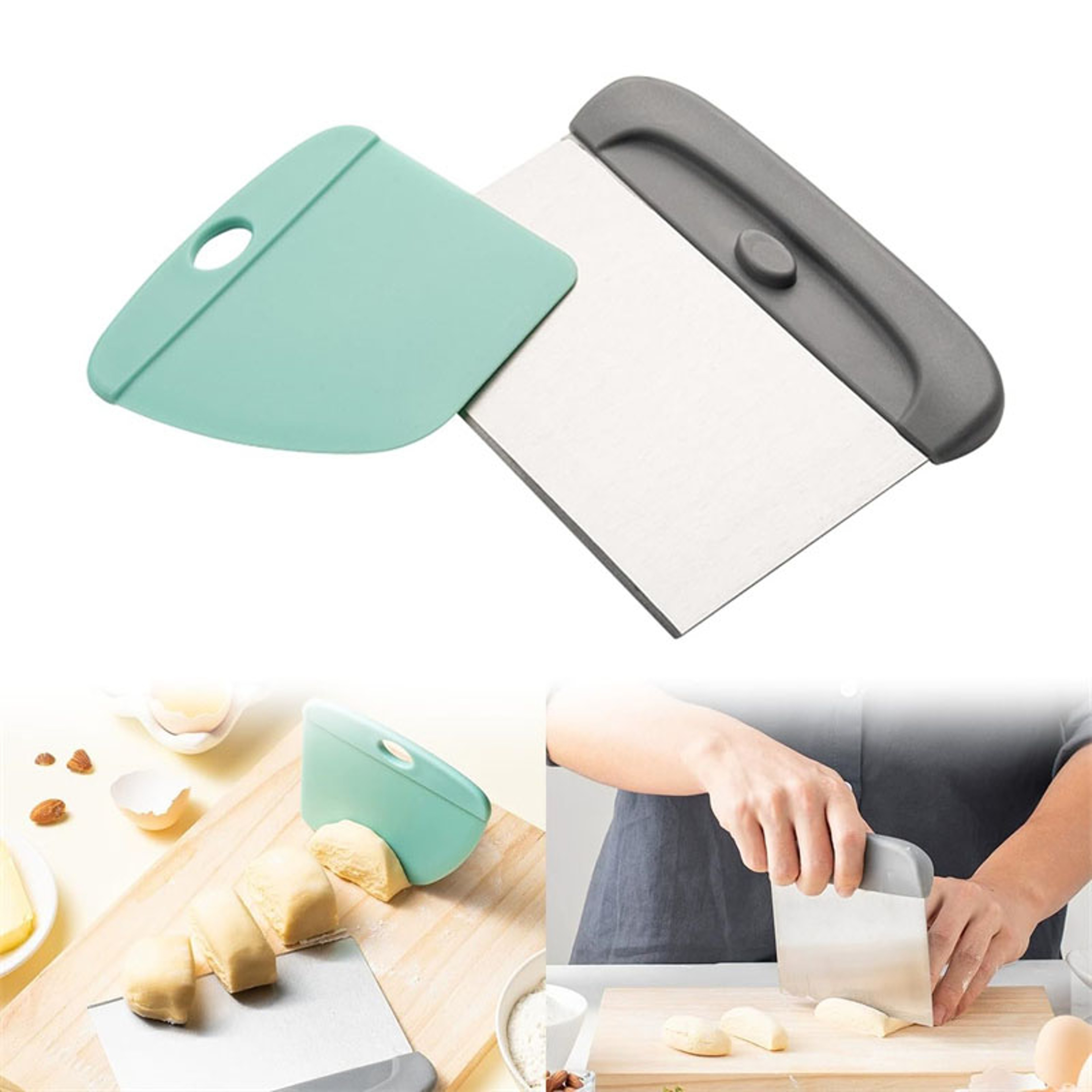 Dough Scraper Set, Stainless Steel Pastry Scraper for Bread, Cake, Pizza, Baking, Flexible Bowl Scraper Tools, Baking – view 1