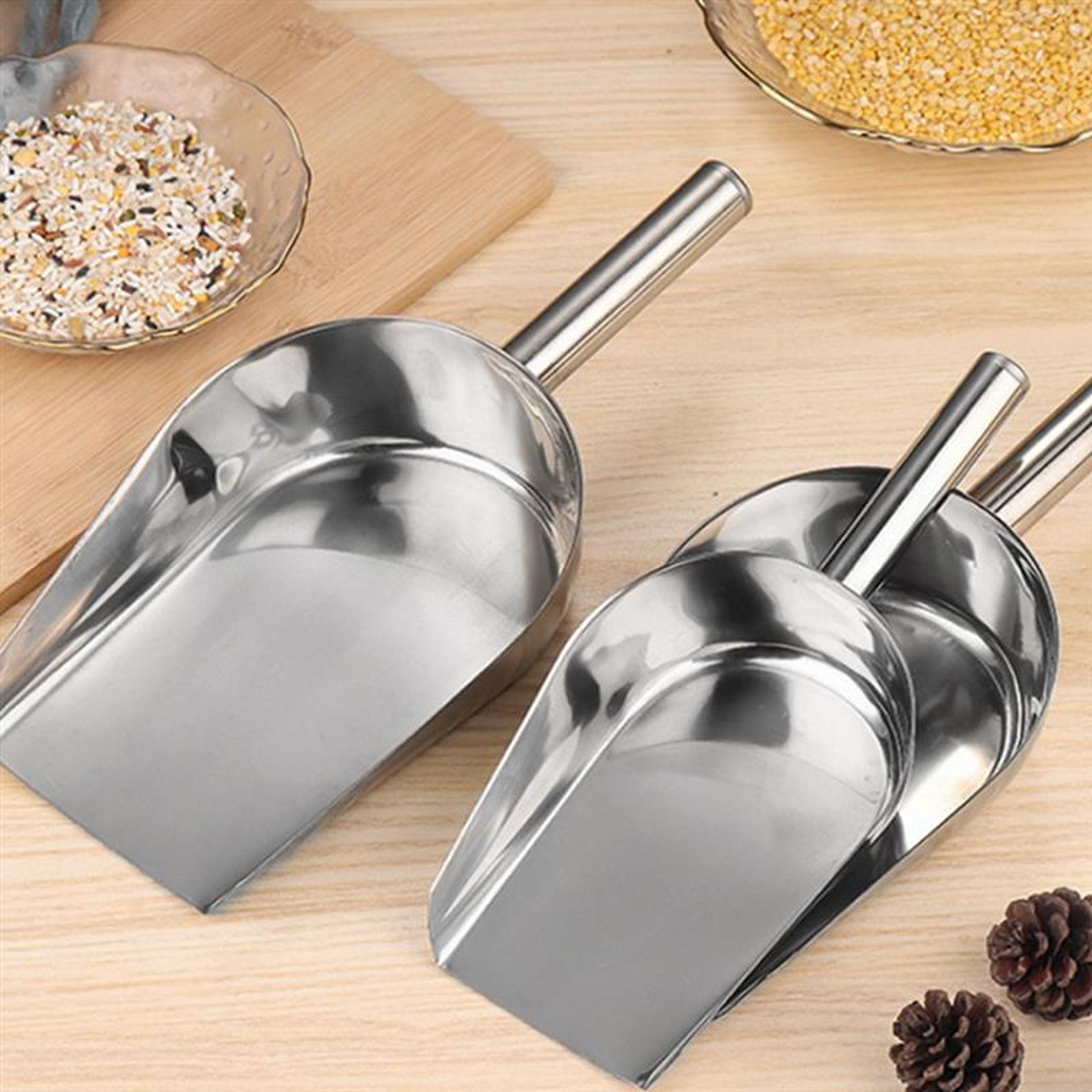 Stainless Steel Scoop, Kitchen Candy Flour Nut Scoop, Dry Food Shovelling, Buffet Party Grain Food Storage – view 1