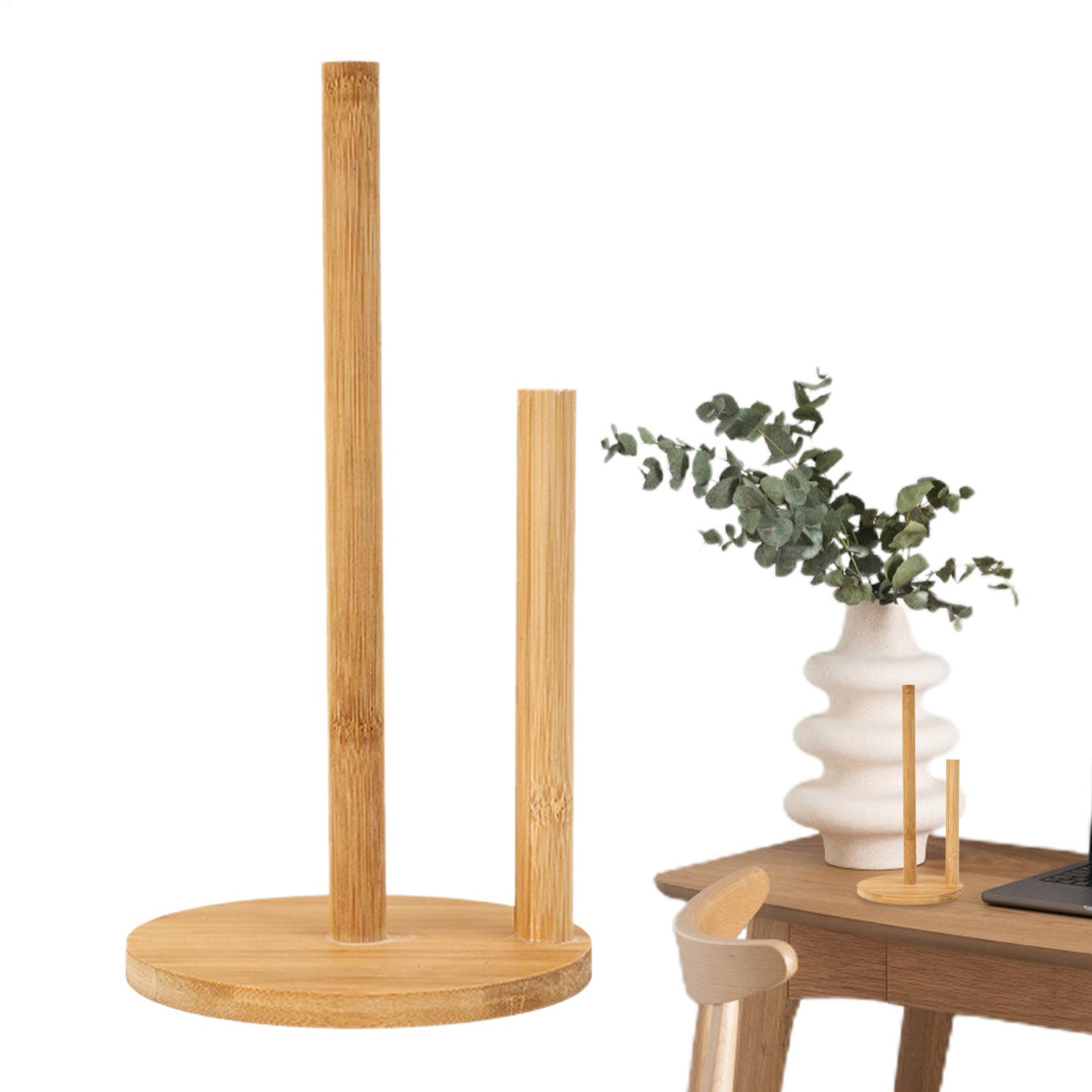 Paper Towel Holder Stand, Natural Wooden Rustic Paper Towel Holder, Anti-Skid Base, Perfect for Kitchen, Bathroom, Home – view 3