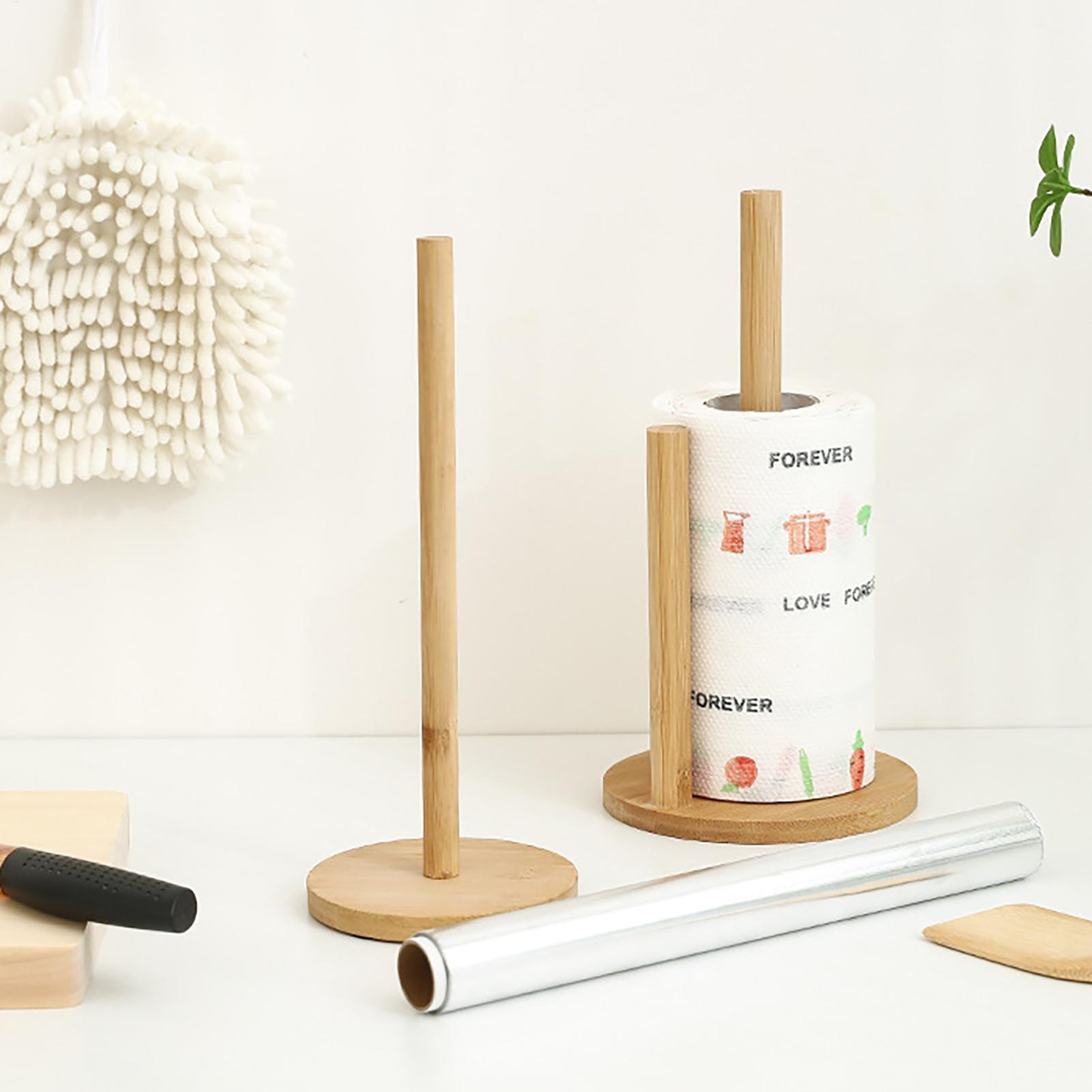 Paper Towel Holder Stand, Natural Wooden Rustic Paper Towel Holder, Anti-Skid Base, Perfect for Kitchen, Bathroom, Home – view 6