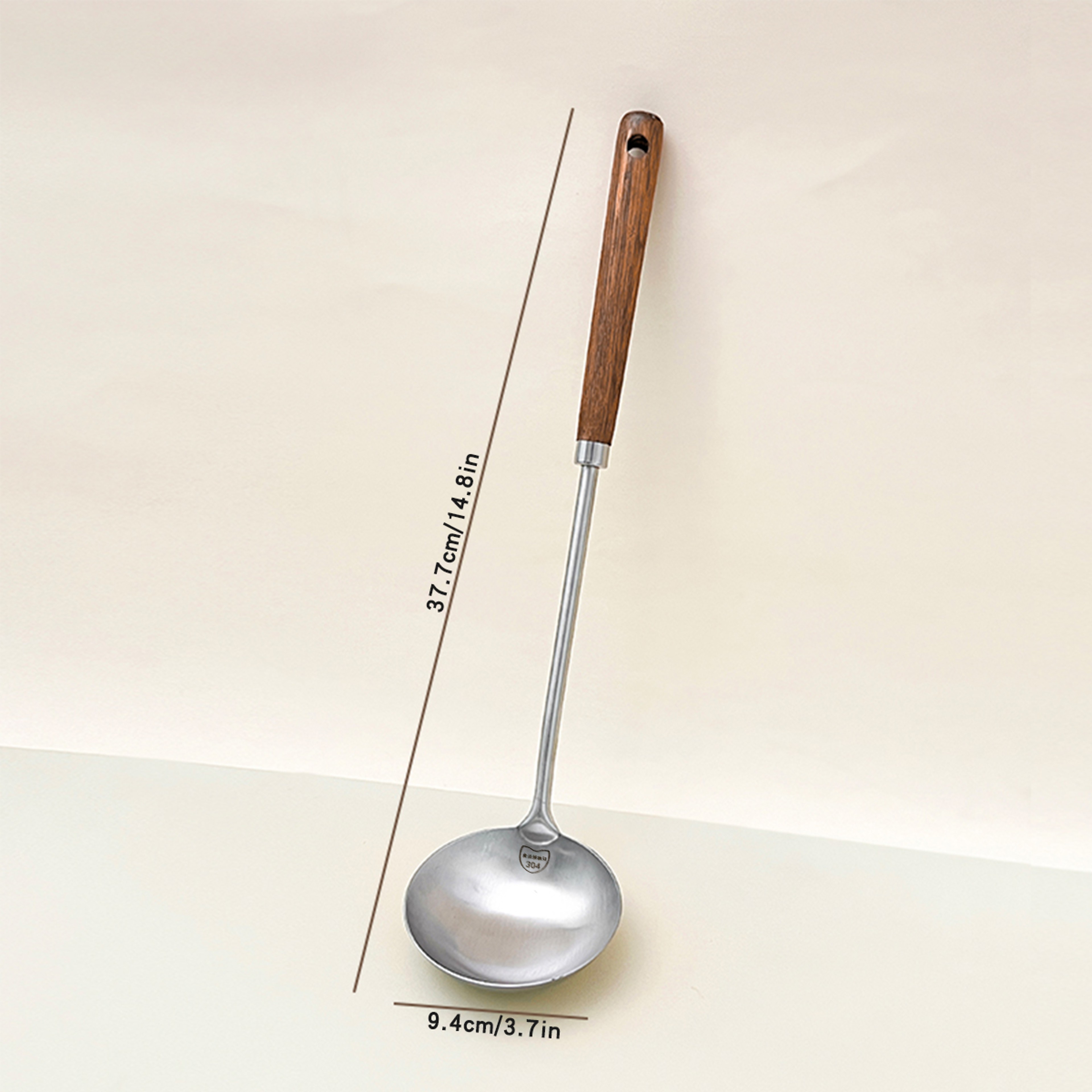 Stainless Steel Turner With Wooden Handle HeatResistant Long Handle Soup Ladle Spatula Kitchen Cook 7