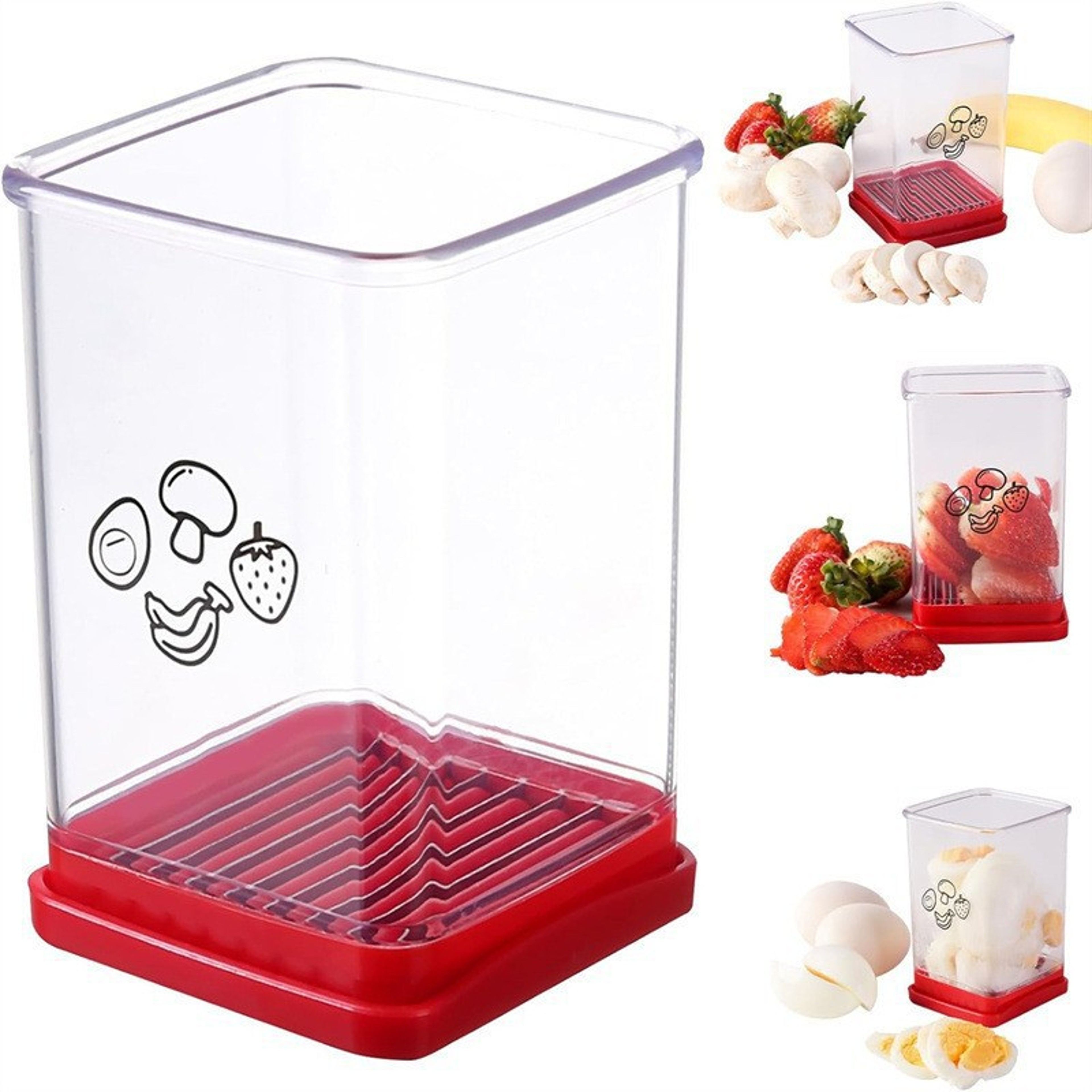 Stainless Steel Fruit Slicer, Apple, Strawberry, Banana Cutter, Push-Down Corer Wedger for Easy Fruit Preparation – view 1