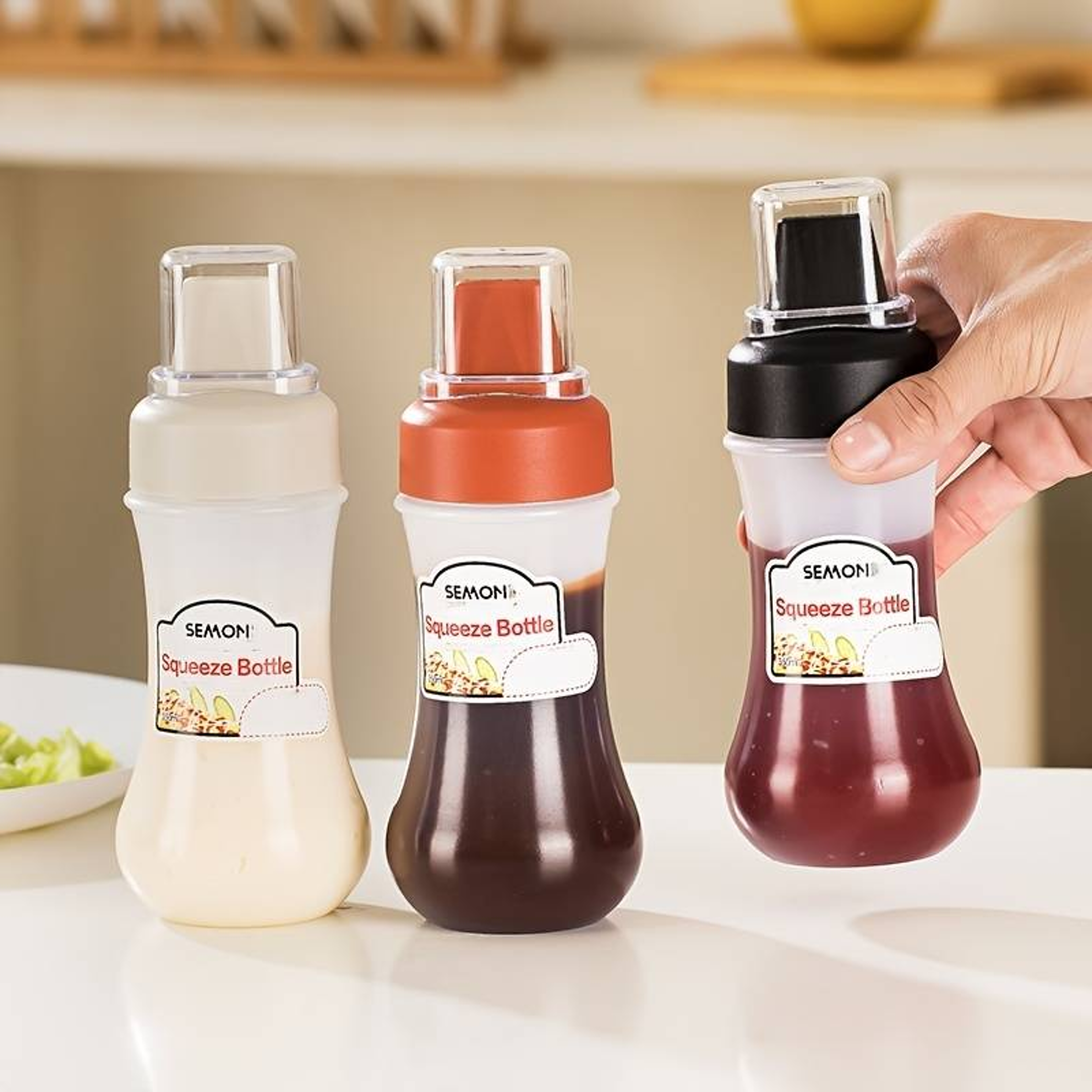 Squeeze Sauce Bottle Leak Proof Refillable Condiment Container For Salad Ketchup Honey Jam Kitchen  1