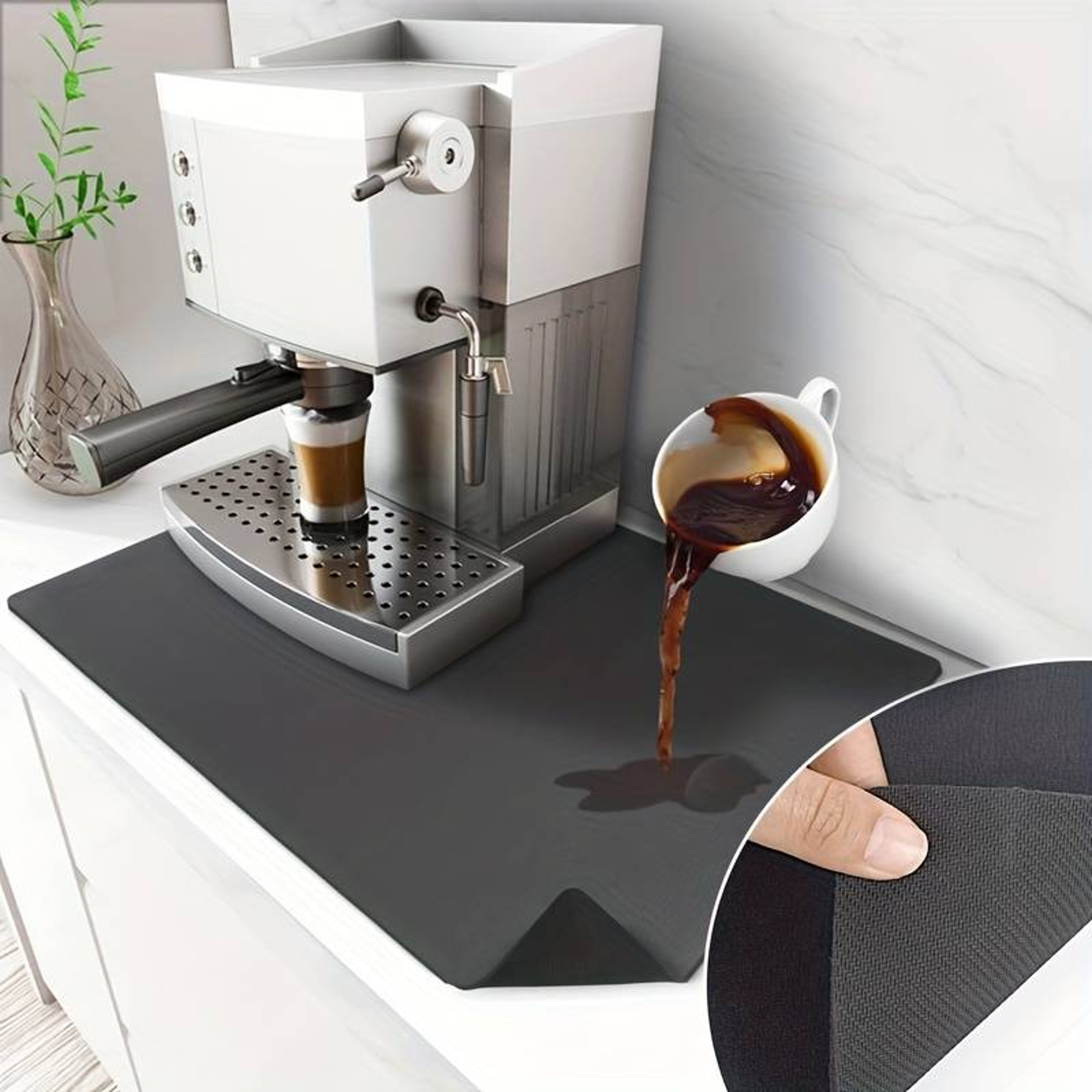 Coffee Mat for Coffee Bar Accessorie, Absorbent Dish Drying Mat for Kitchen Counter, Microfiber Fit Under Coffee Machine – view 1