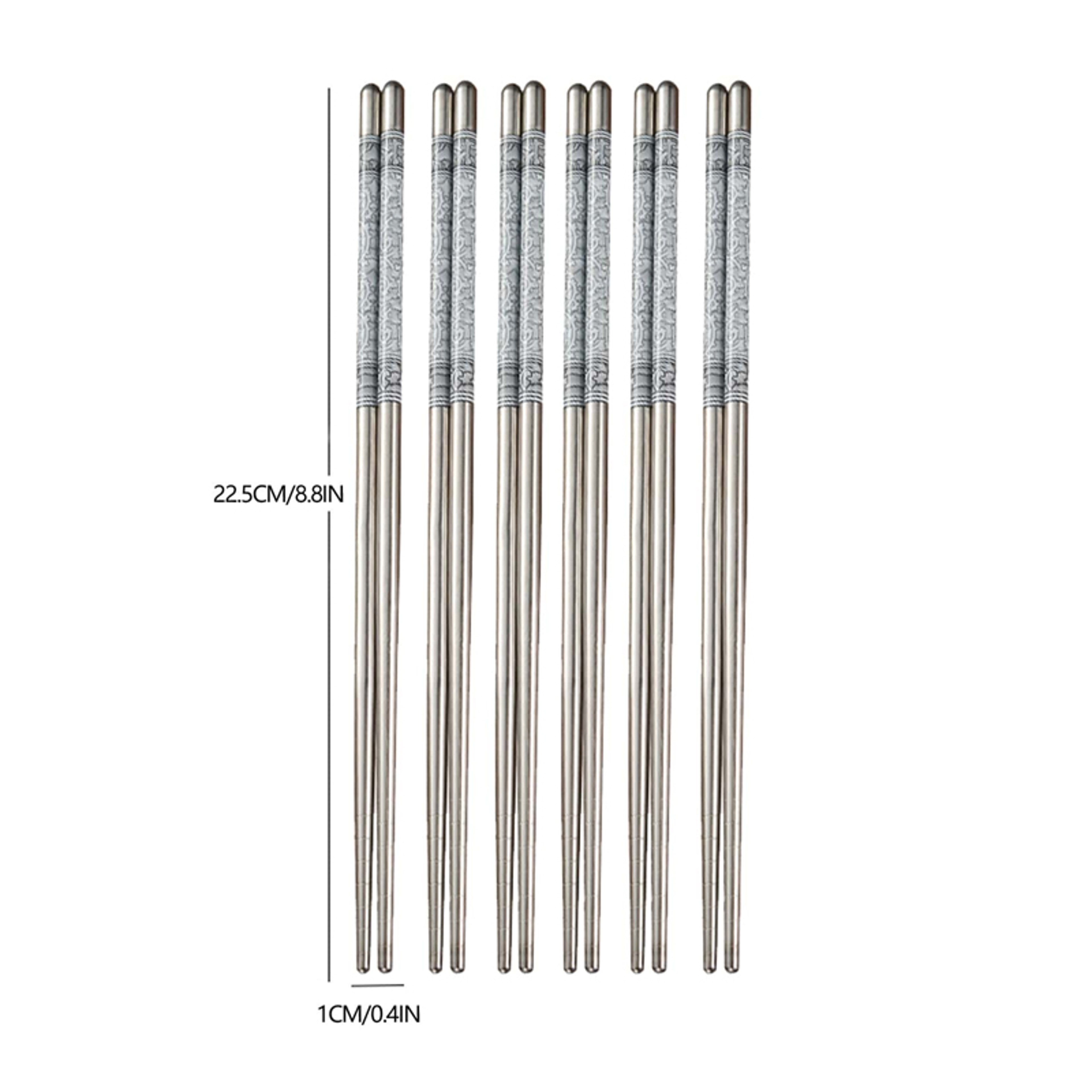 Stainless Steel Chopsticks, Dishwasher Safe, Reusable Metal Non-Slip Chopsticks, Blue, White Pattern – view 7