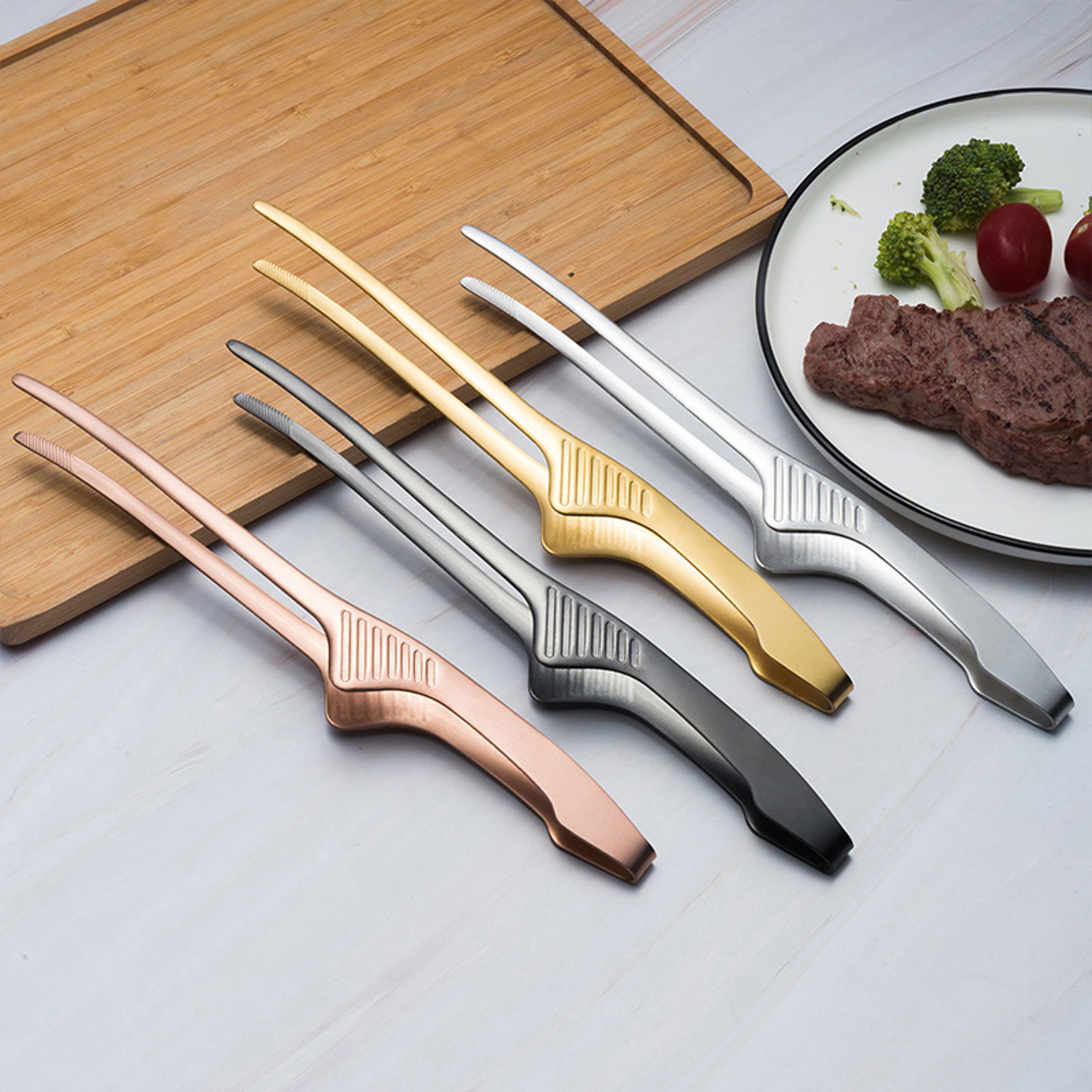 BBQ Food Tongs Stainless Steel Barbecue Clips For Outdoor Grilling NonStick Steak Clamp Perfect Kit 0