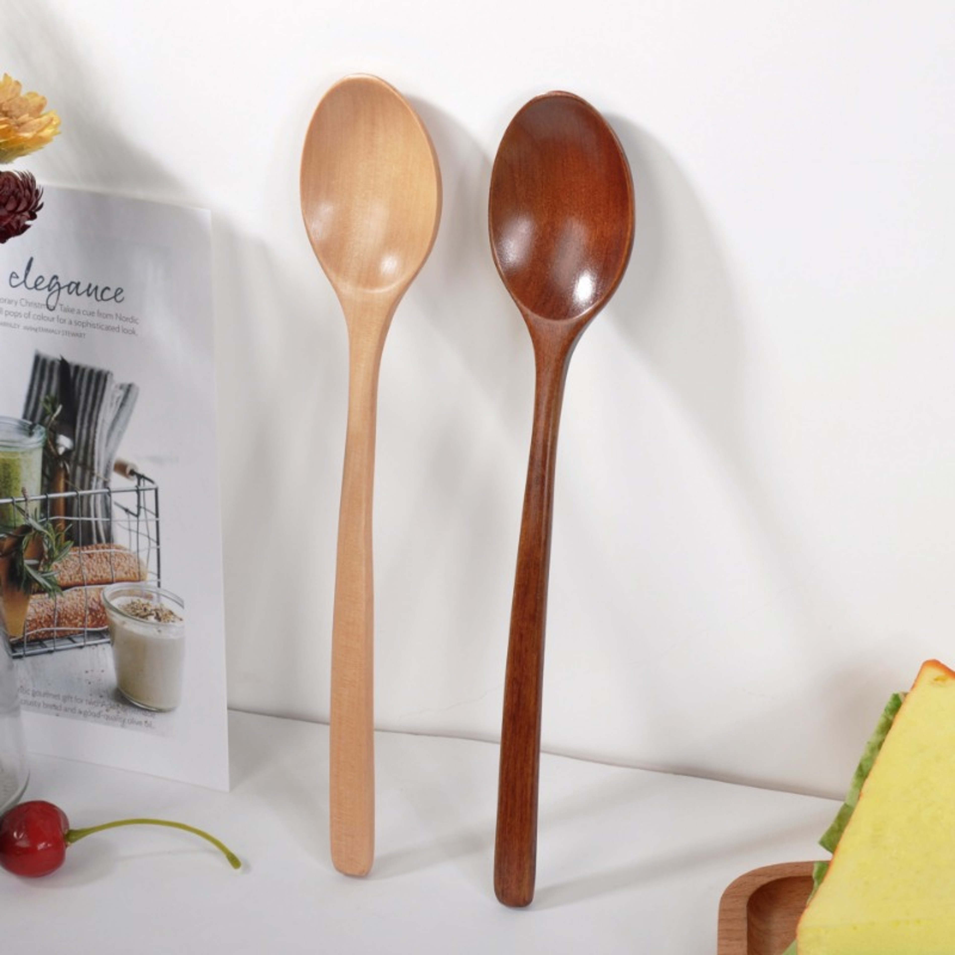 Wooden Soup Spoon Long Handle Wooden Tea Dessert Spoon Natural Coffee Mixing Spoons Cooking Spoon C 0
