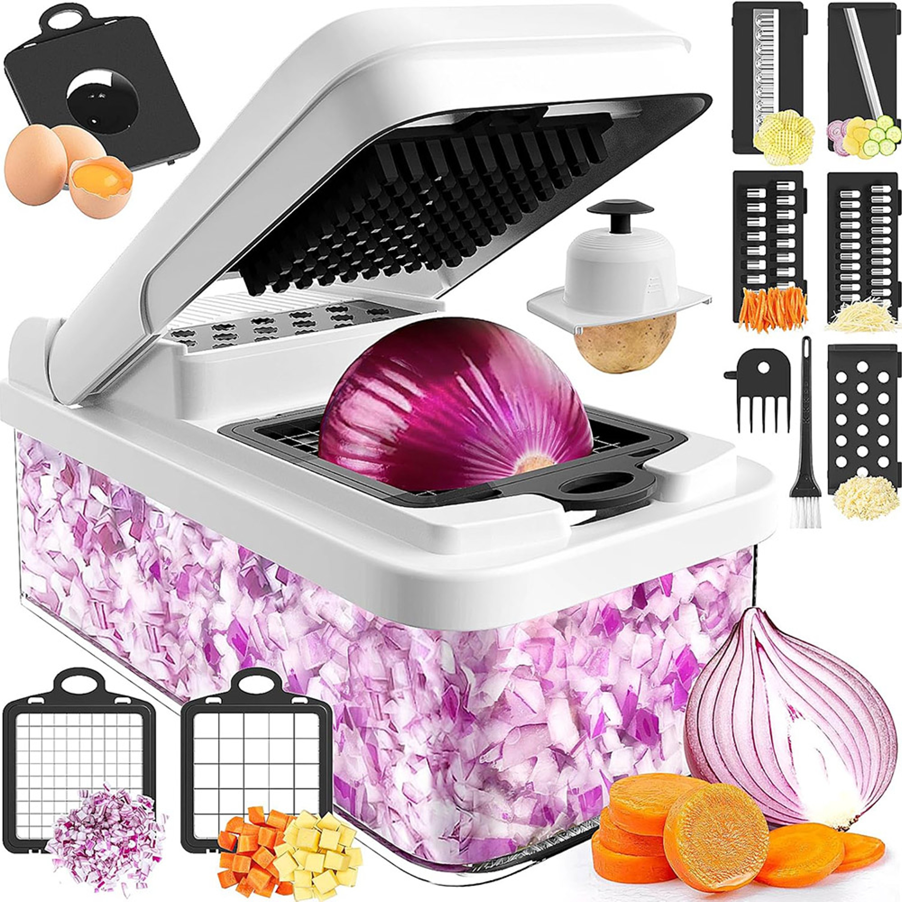 QuickPrep 15 in 1 Vegetable Chopper with 7 Blades, Food Chopper & Mandoline Slicer Container – view 1