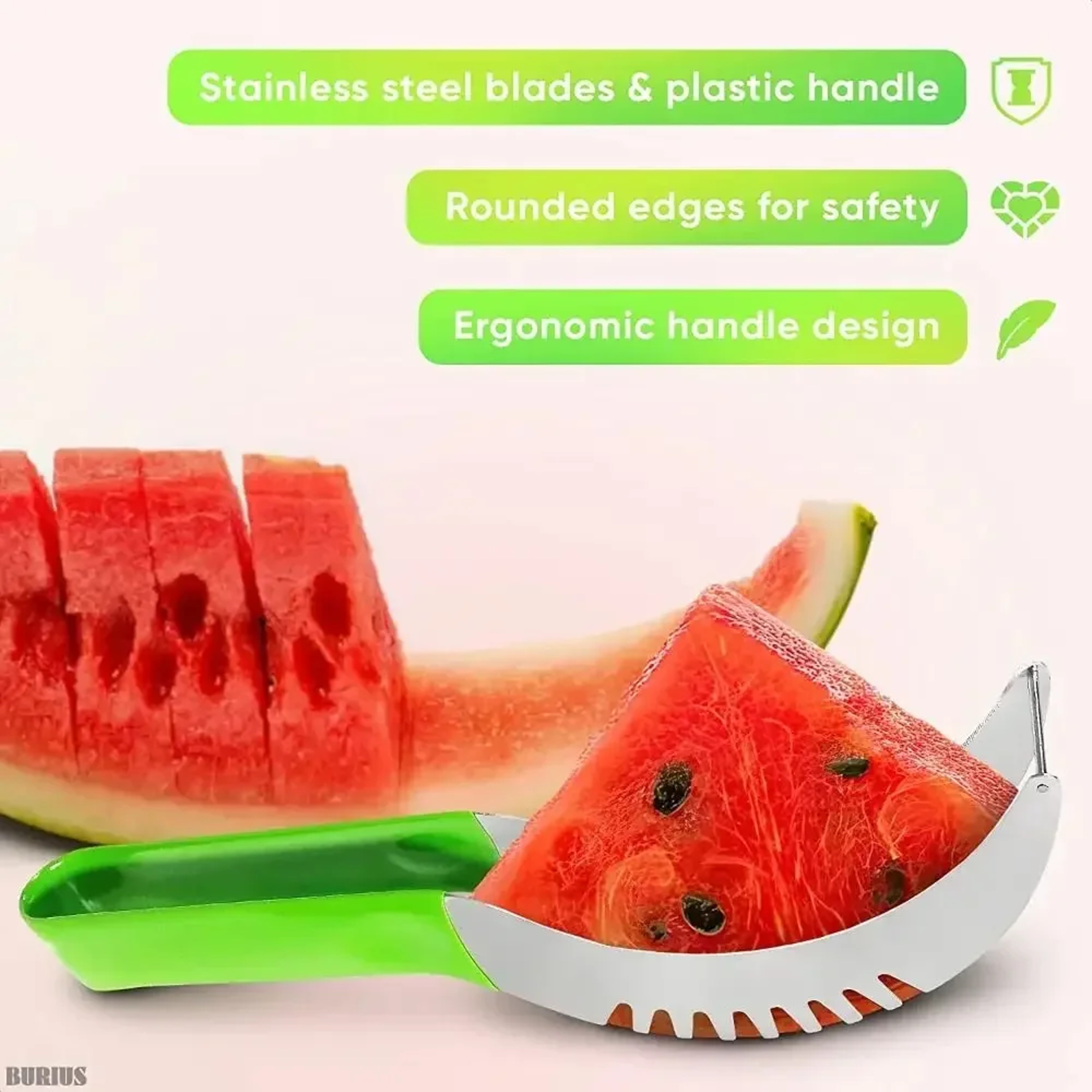 Watermelon Cube Cutter Fork Stainless Steel Fruit Slicer and Serving Tool – view 6