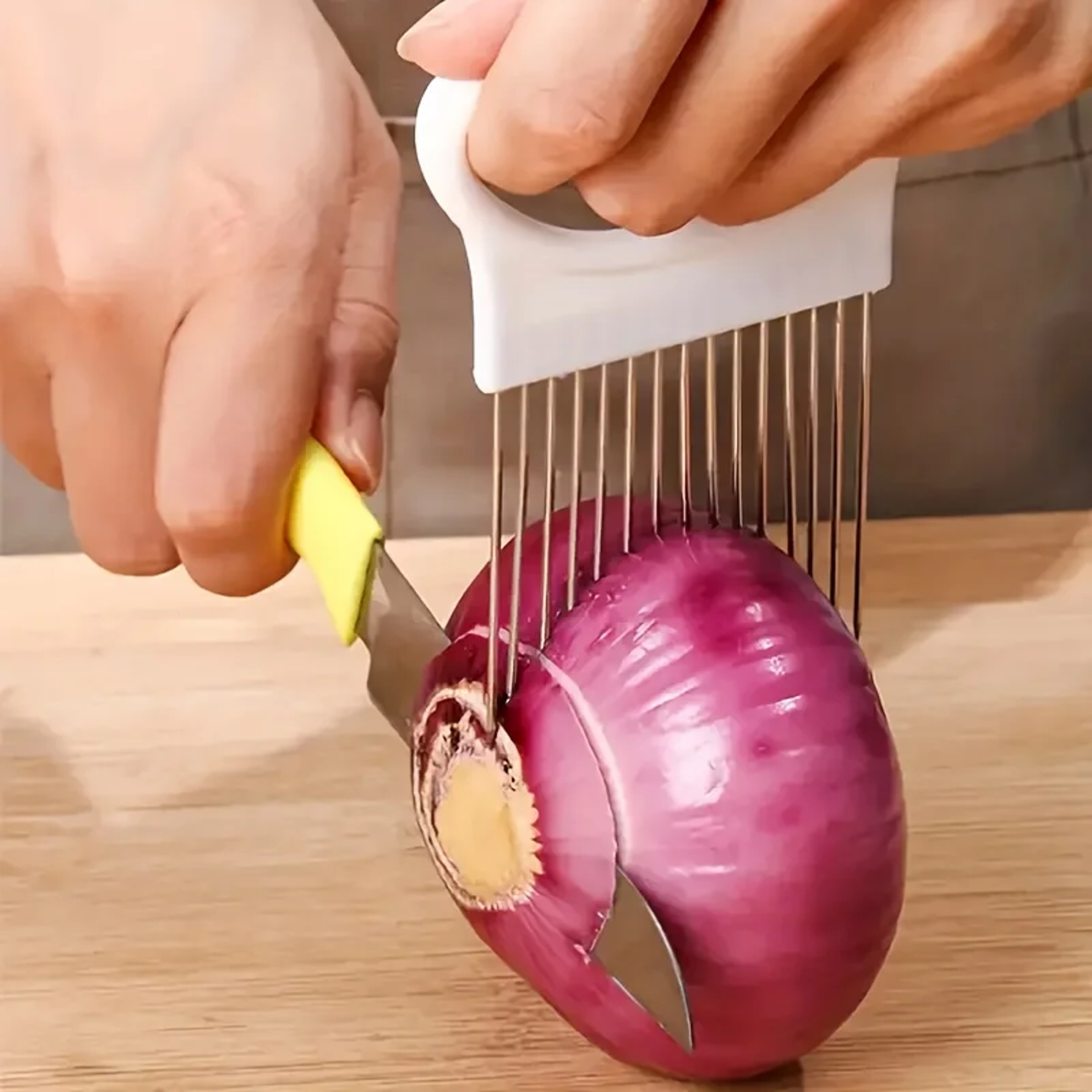Precision Slice Stainless Steel Onion Holder & Vegetable Cutting Guide – view 2