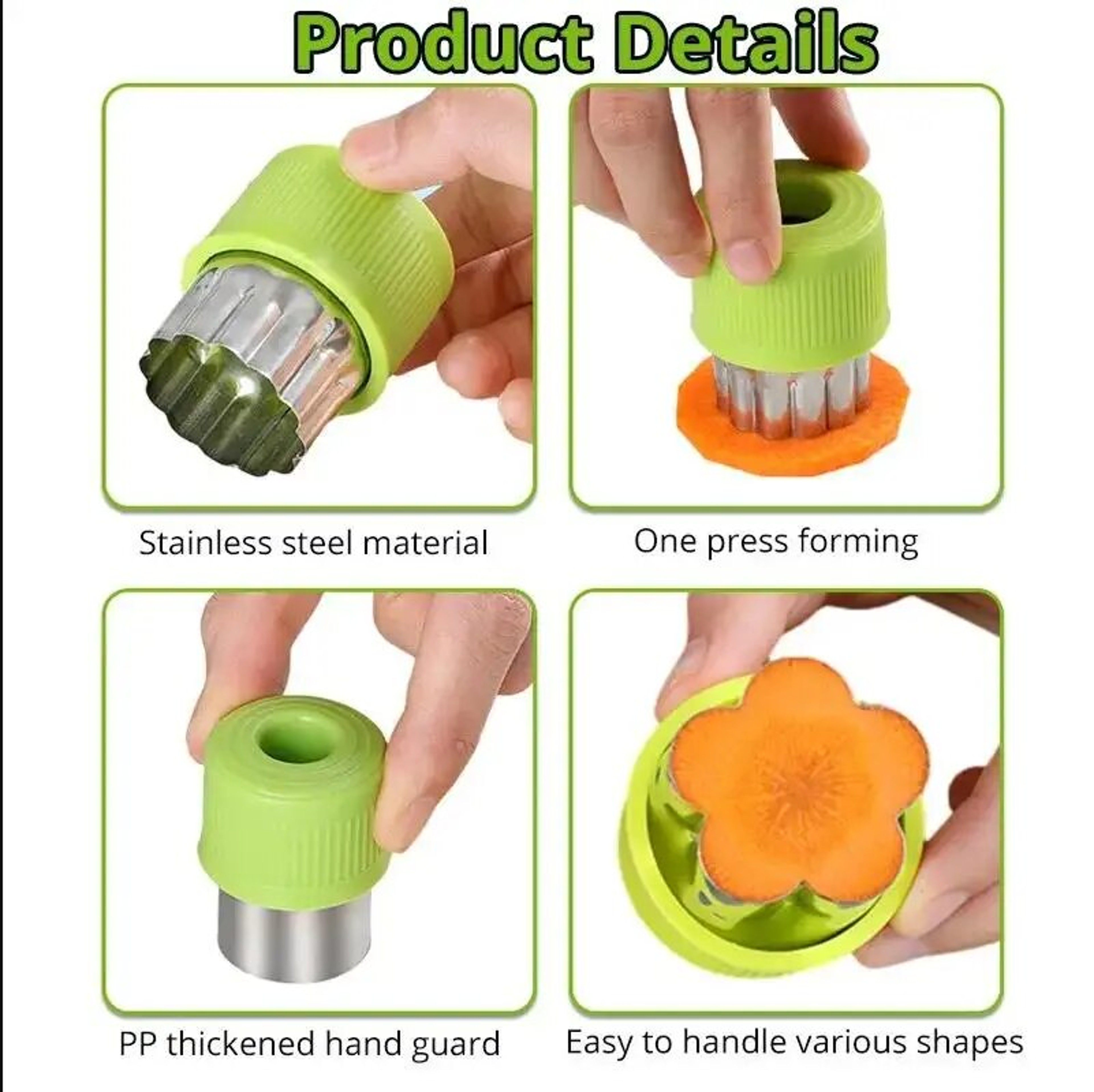 Premium 9 Piece Stainless Steel Vegetable Cutter & Fruit Cookie Stamps Kitchen Tool – view 4