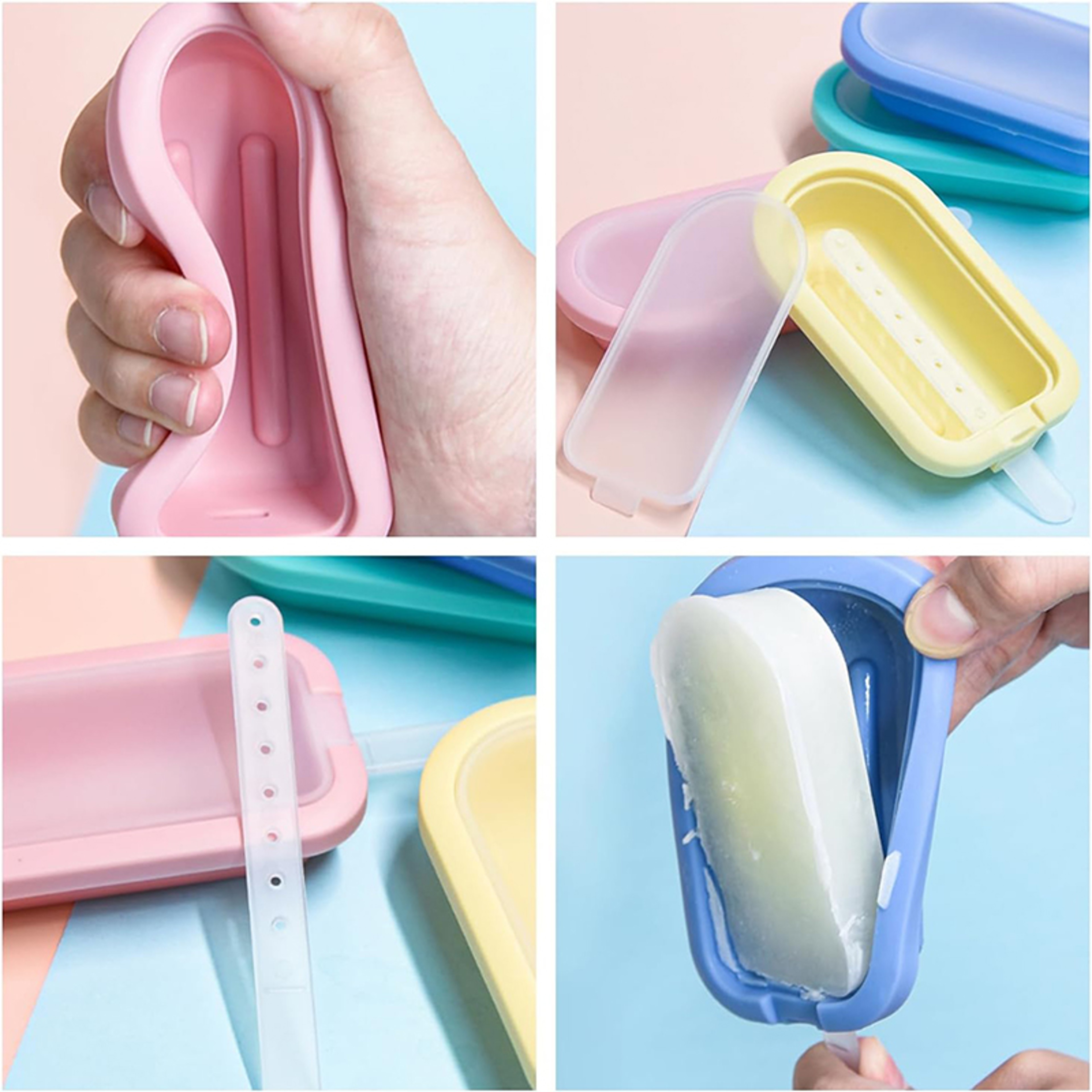Premium Silicone Popsicle Molds Set 4 Pack Reusable Ice Pop Maker & Homemade Ice Cream Molds – view 3