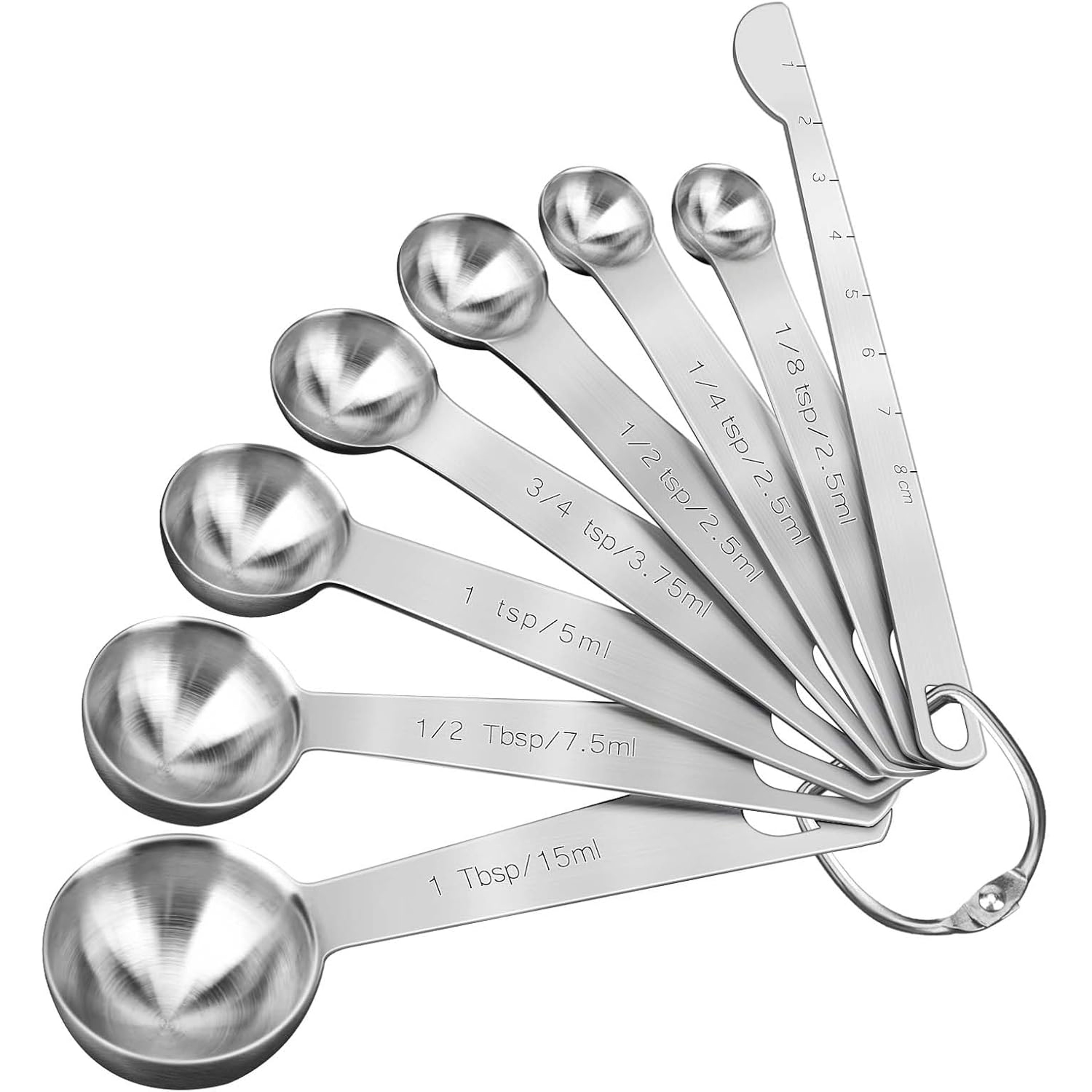 Premium Stainless Steel Measuring Spoons Set of 8 with Engraved Sizes for Baking & Cooking – view 1