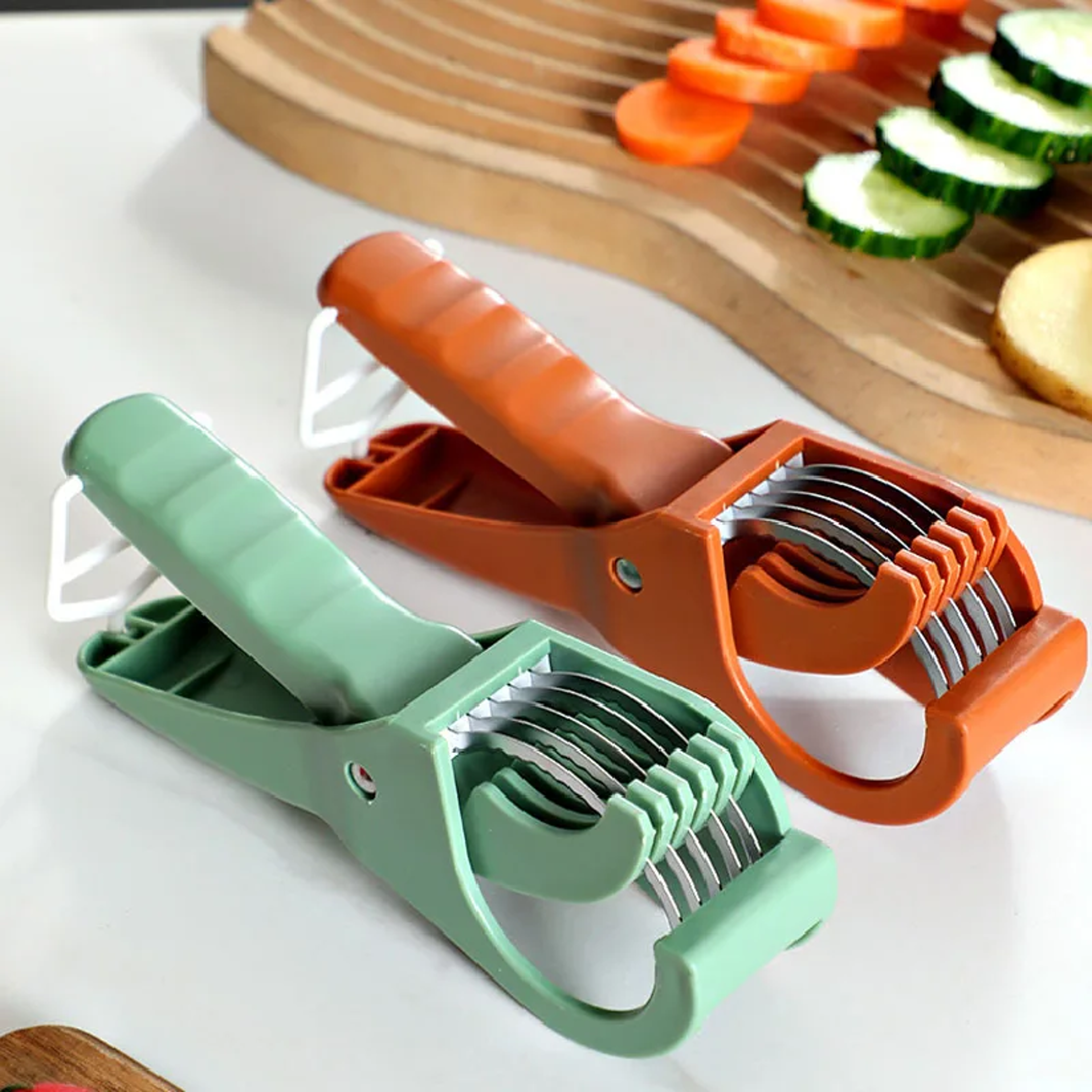 Premium Stainless Steel Vegetable Slicer & Fruit Slicer for Fast, Effortless Salad Prep – view 1