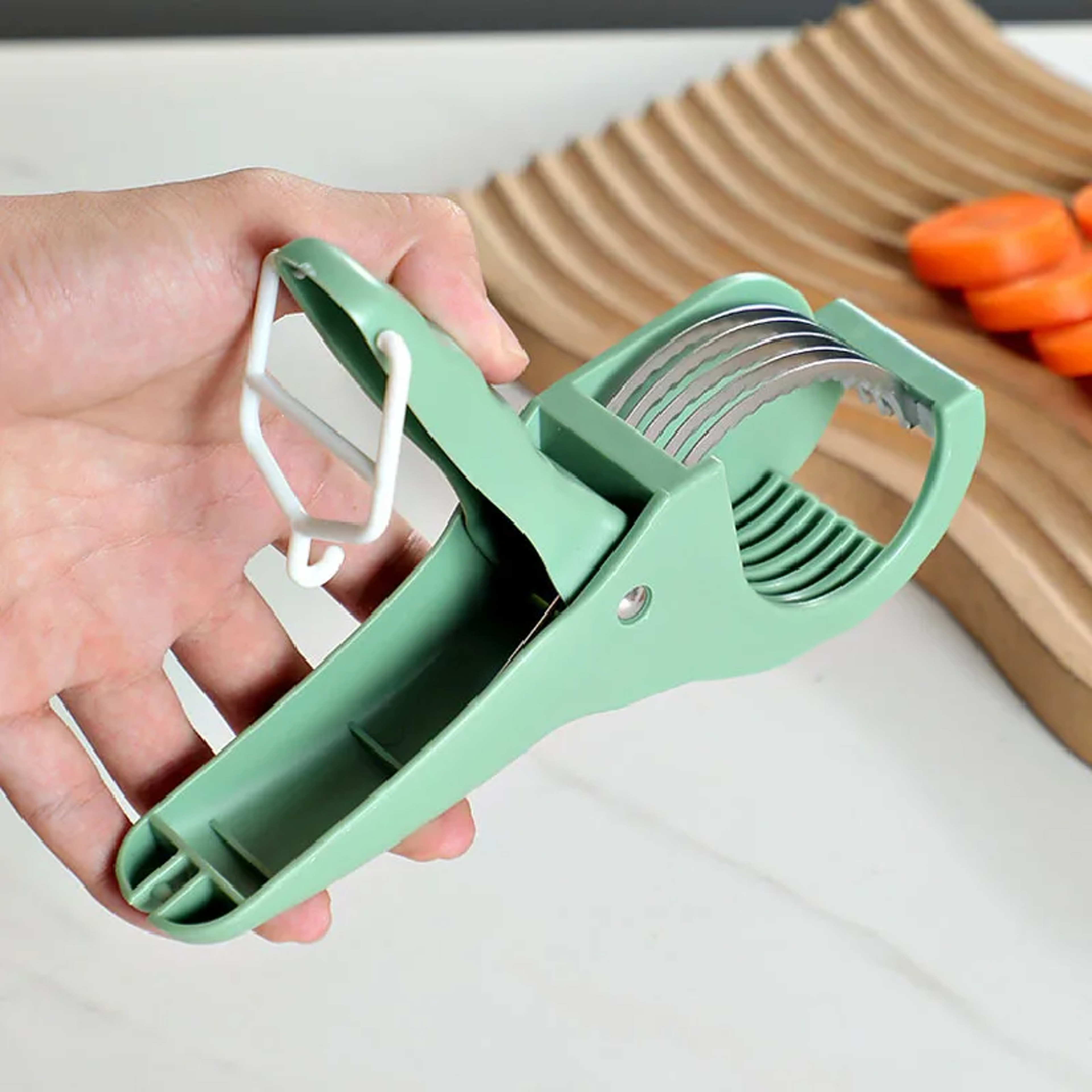 Premium Stainless Steel Vegetable Slicer & Fruit Slicer for Fast, Effortless Salad Prep – view 4
