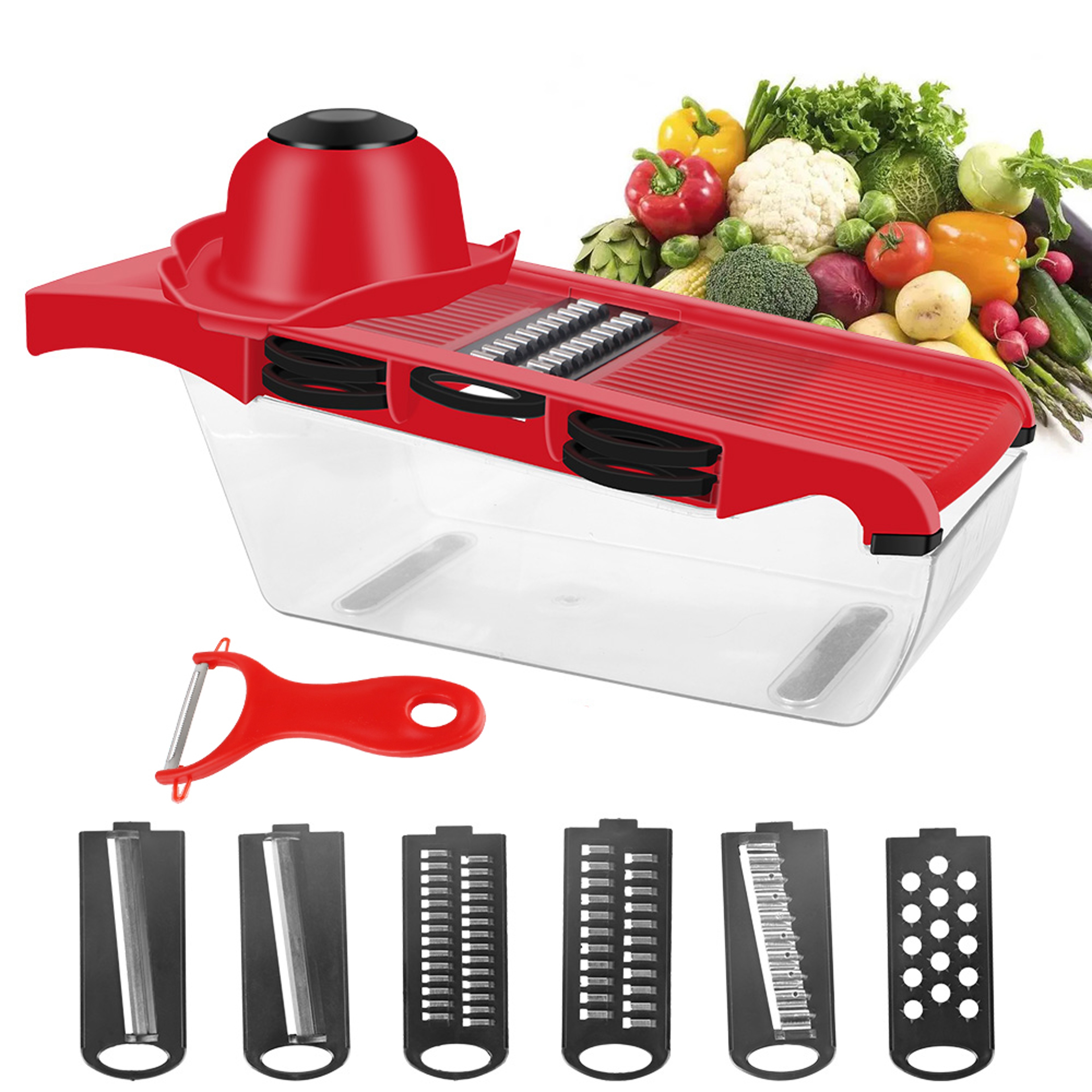 HILIFE 6 Blade Multi Function Mandoline Slicer & Vegetable Cutter Kitchen Tool Set – view 1