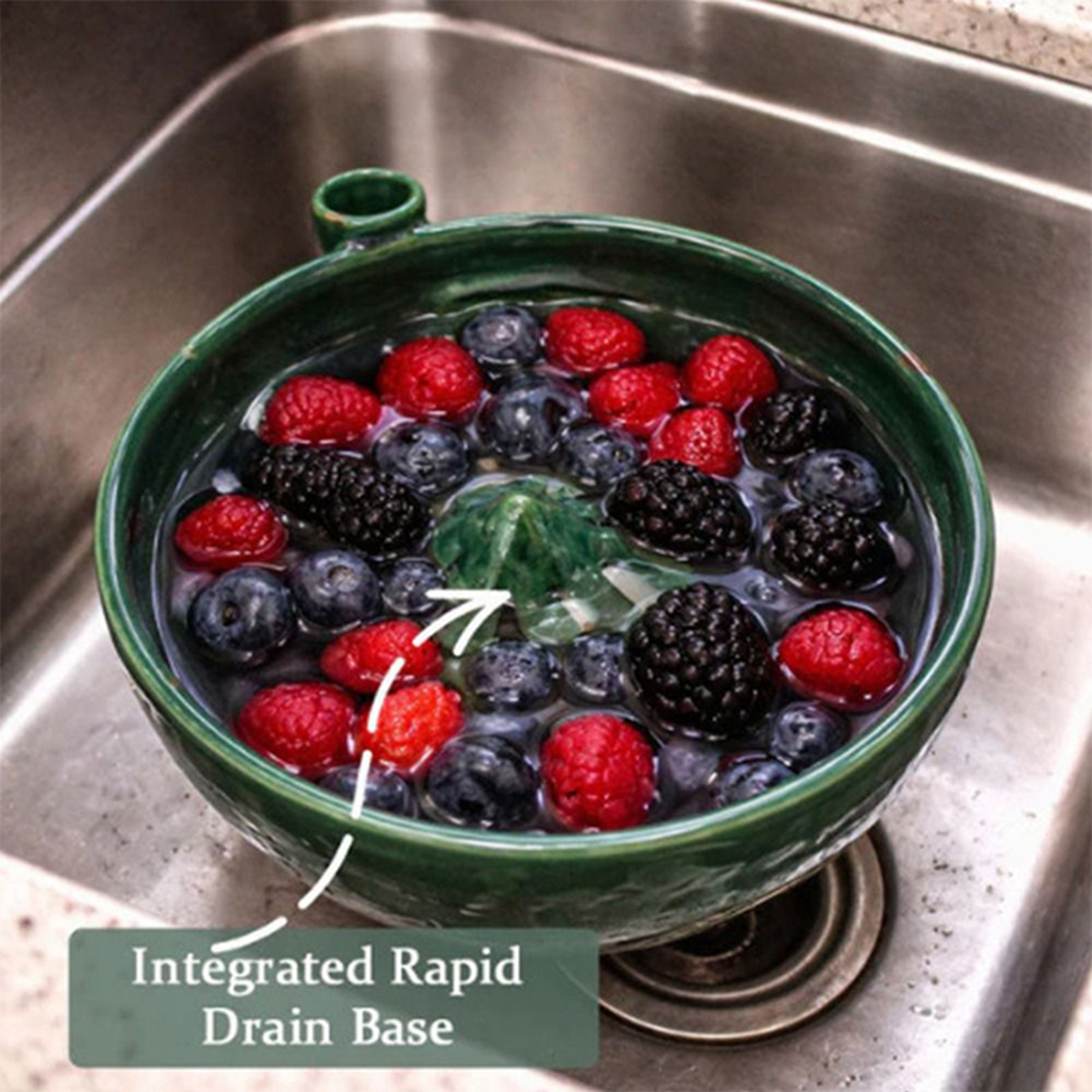 Stoneware Vortex Fruit Washing Bowl Self Rinsing Berry Washing Bowl  Rinse Colander 1