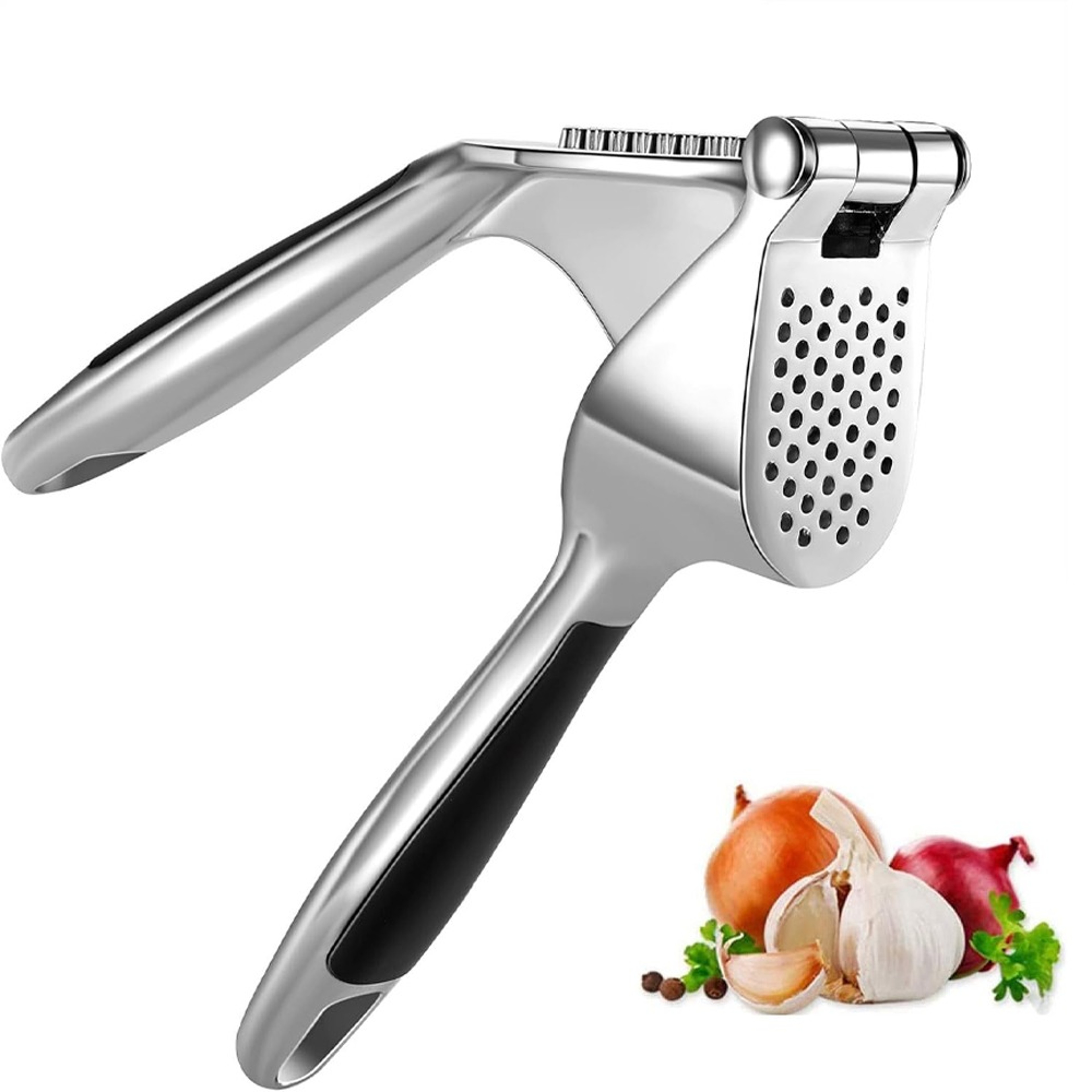 Premium Easy Squeeze Garlic Press & Crusher Heavy Duty Zinc Alloy Kitchen Tool – view 1