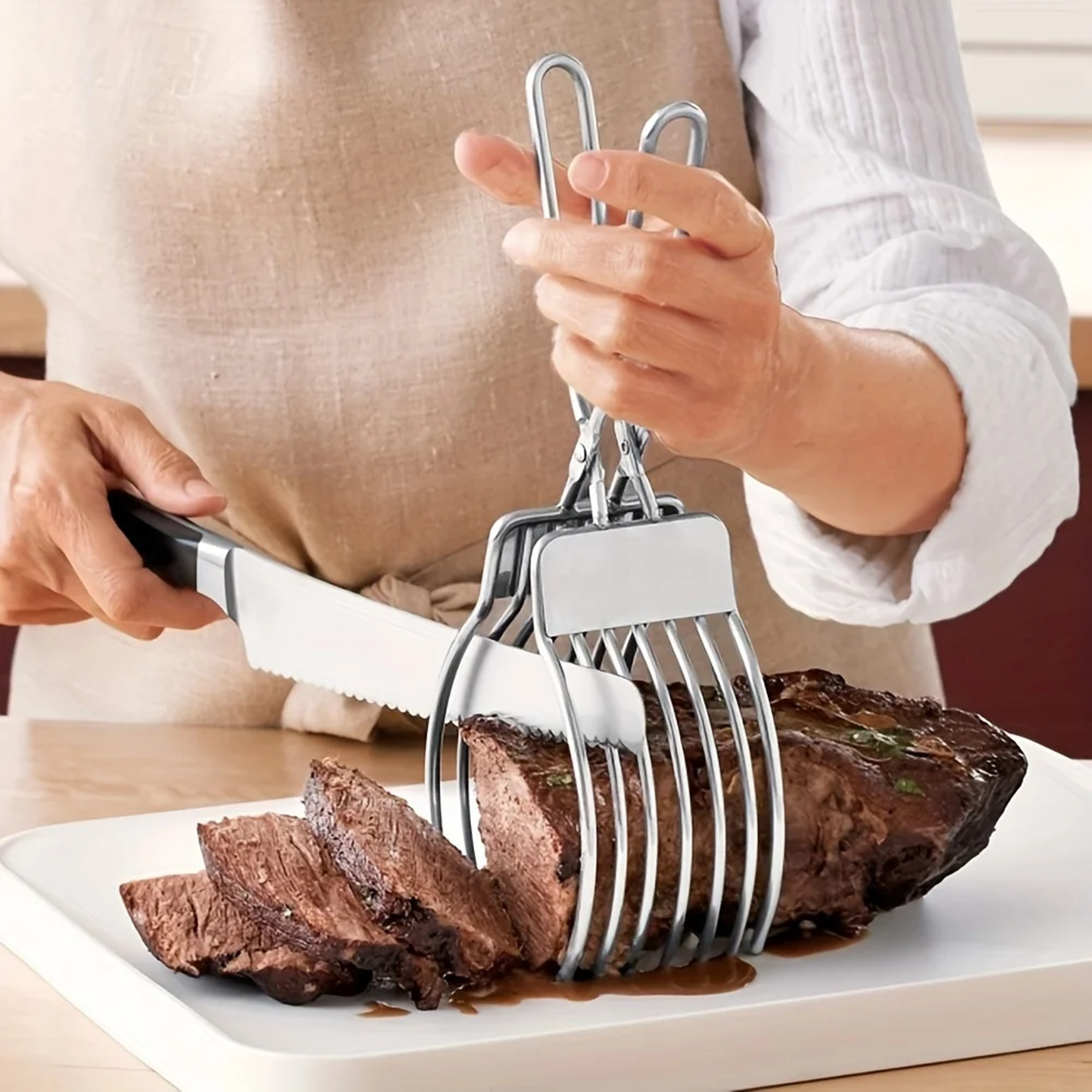 Stainless Steel BBQ Meat Slicer for Camping, Bread & Ham Cutting – view 2