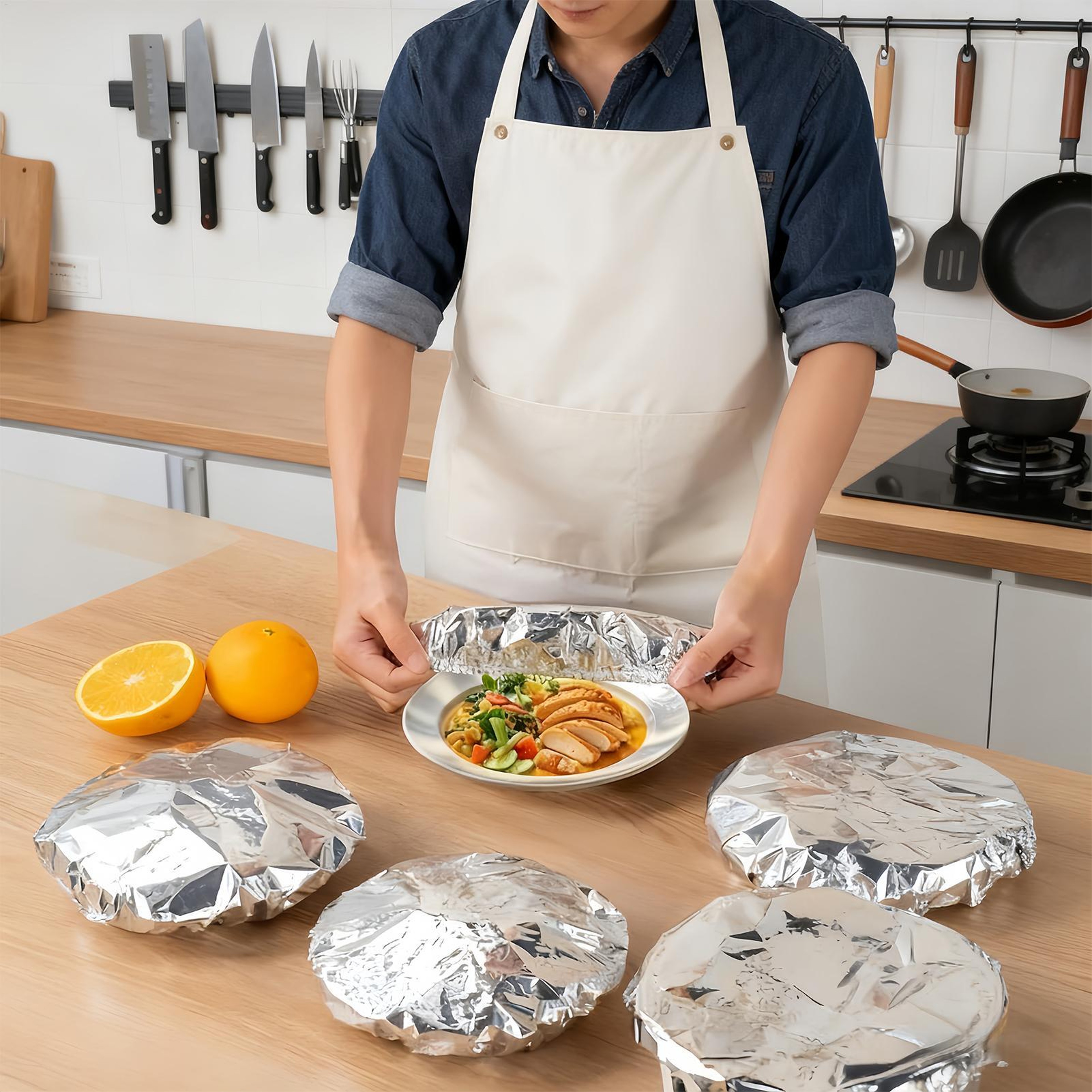 Reusable Aluminum Foil Food Covers Set Elastic Bowl & Plate Covers for Food Storage – view 2