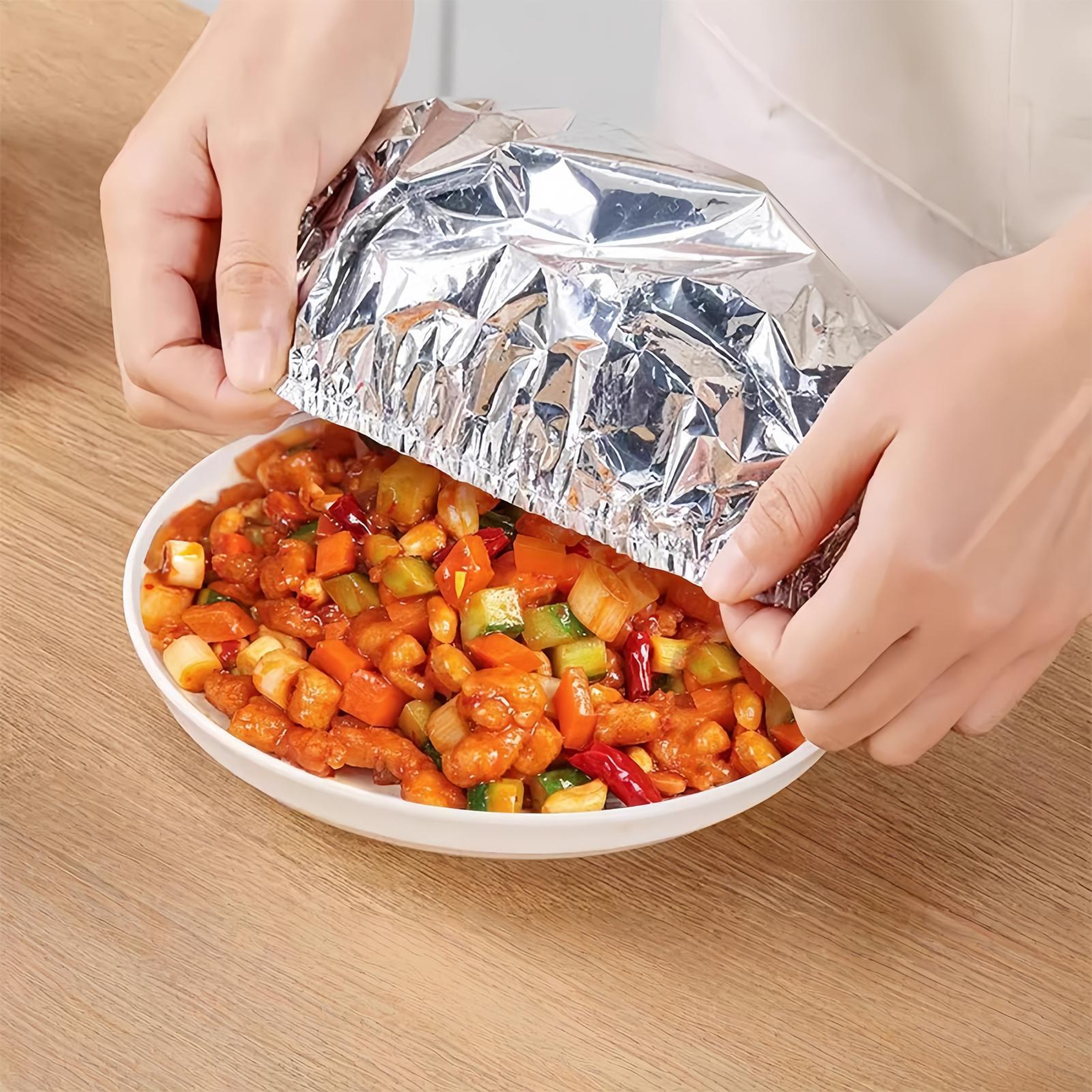 Reusable Aluminum Foil Food Covers Set Elastic Bowl & Plate Covers for Food Storage – view 3