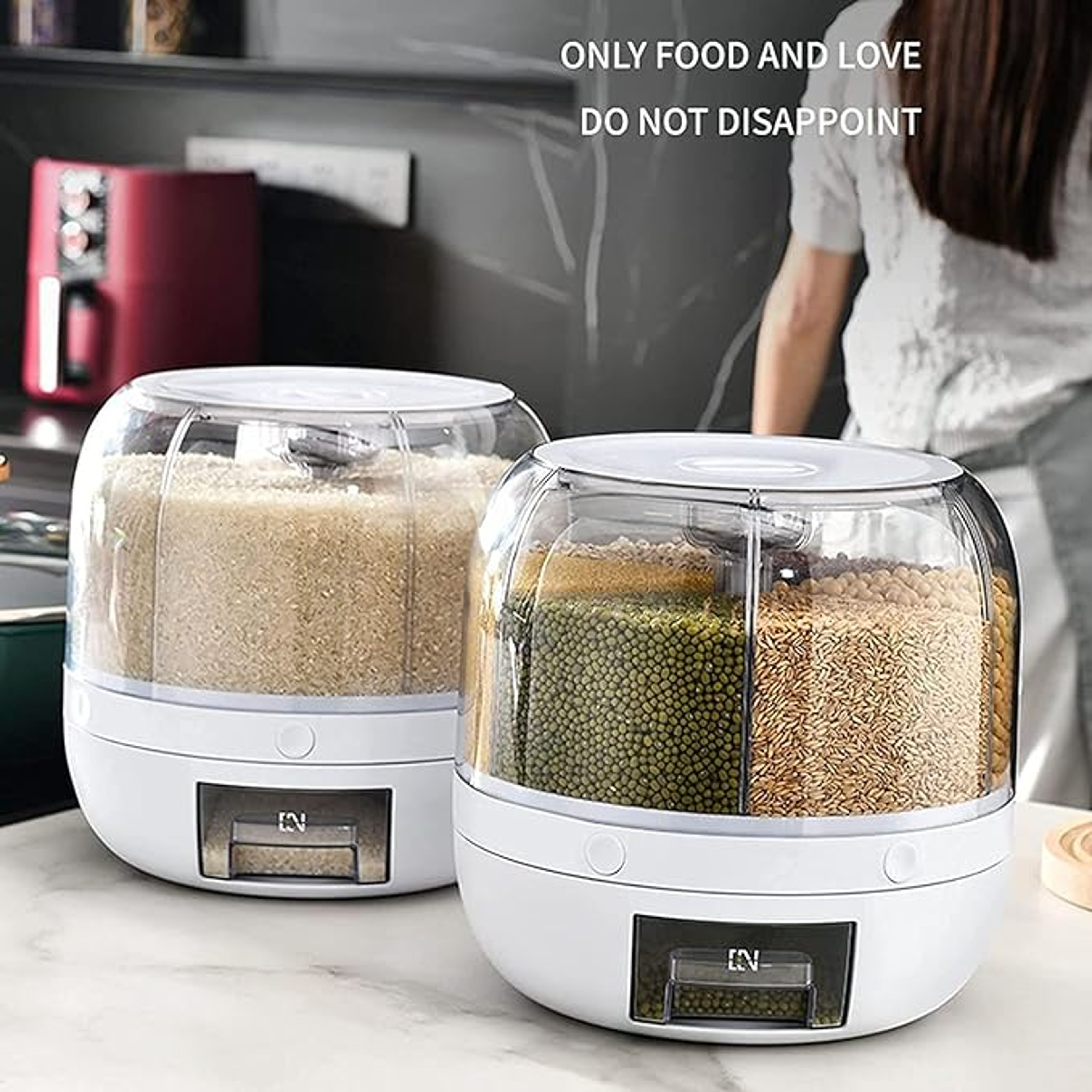 SmartSpin 6 Grid Grain Dispenser & Airtight Rice Storage Container – view 3