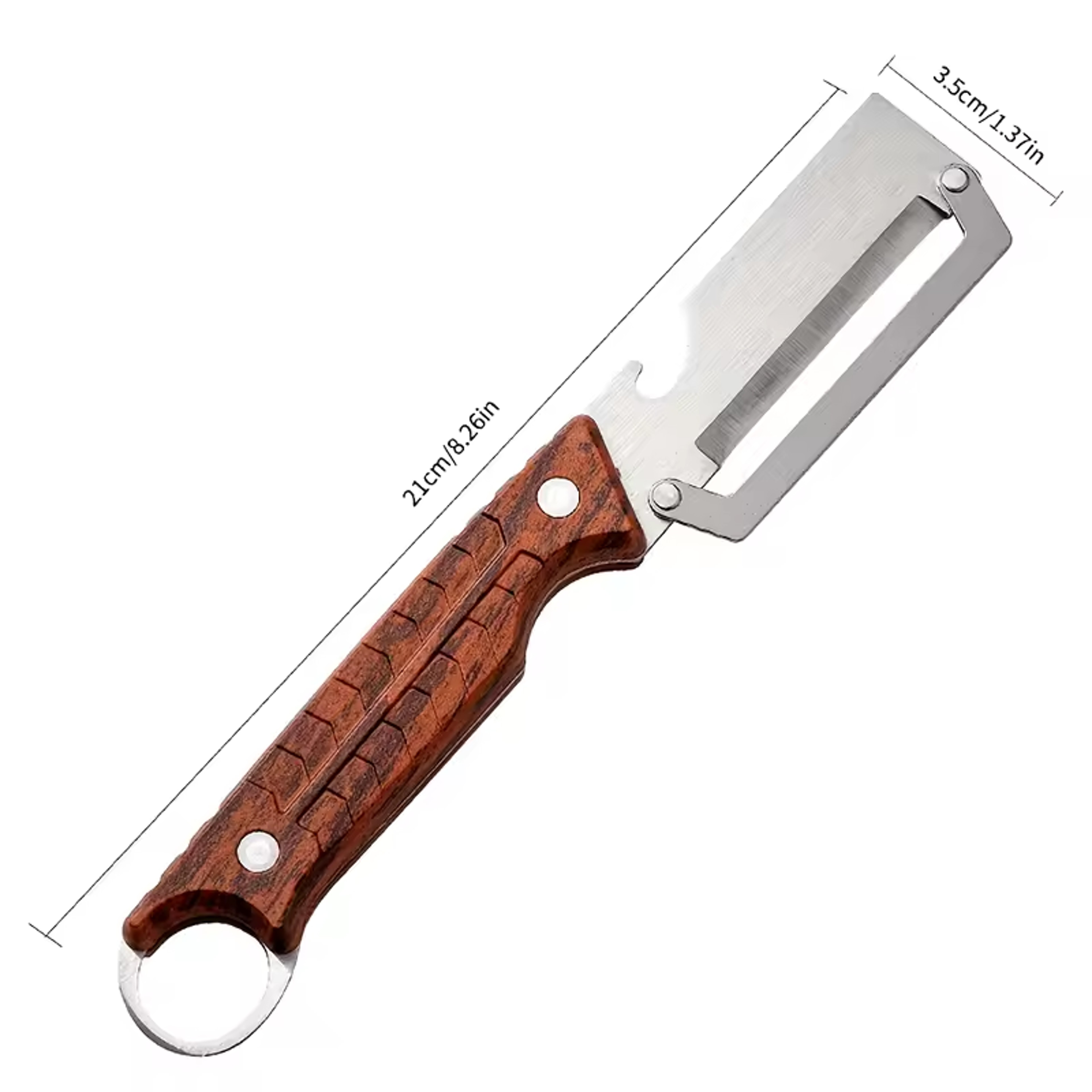 Dual Edge Stainless Steel Fruit & Vegetable Peeler Slicer with Wooden Handle – view 6