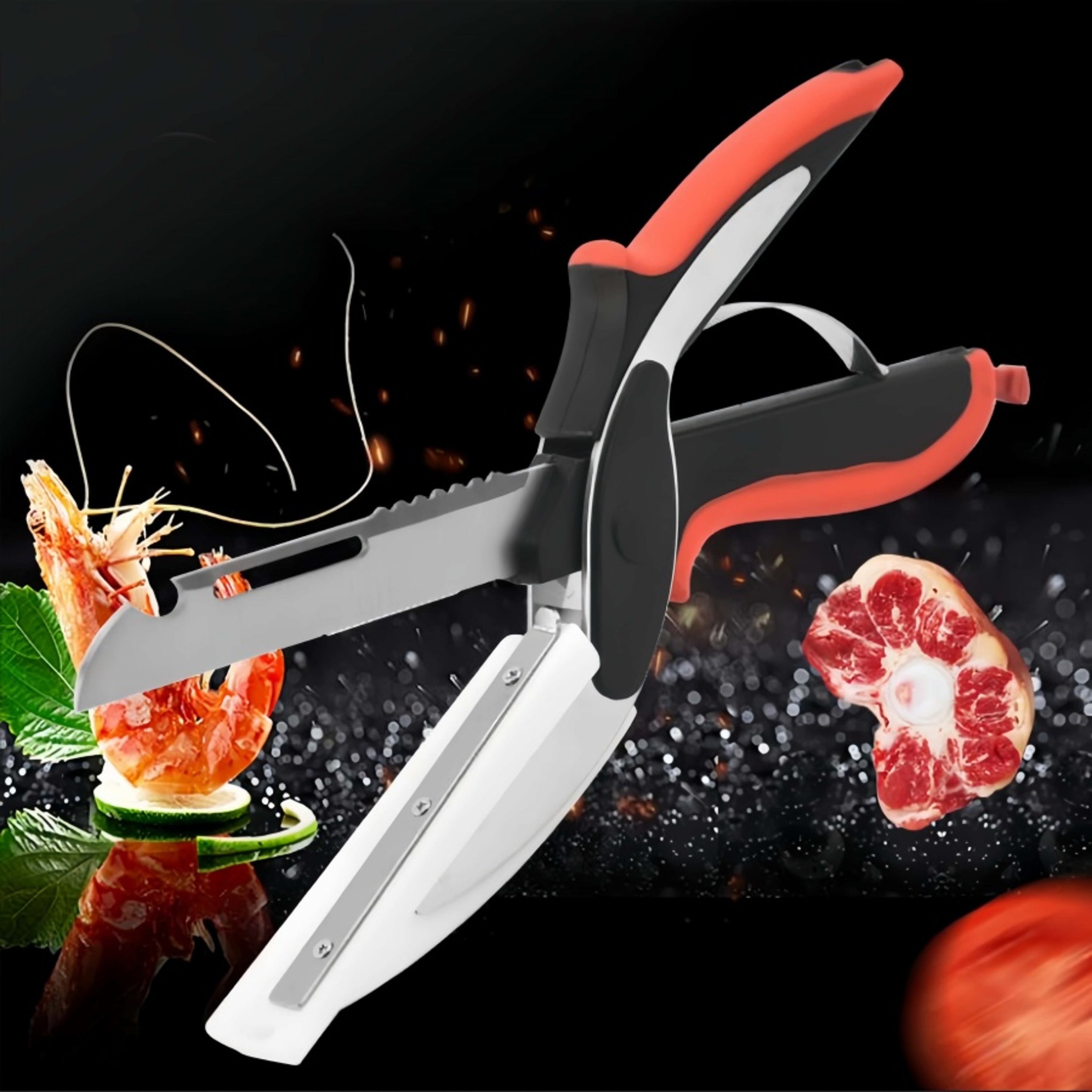 Smart Cut Pro 6in1 Kitchen Scissors  Cutting Board Food Chopper 0
