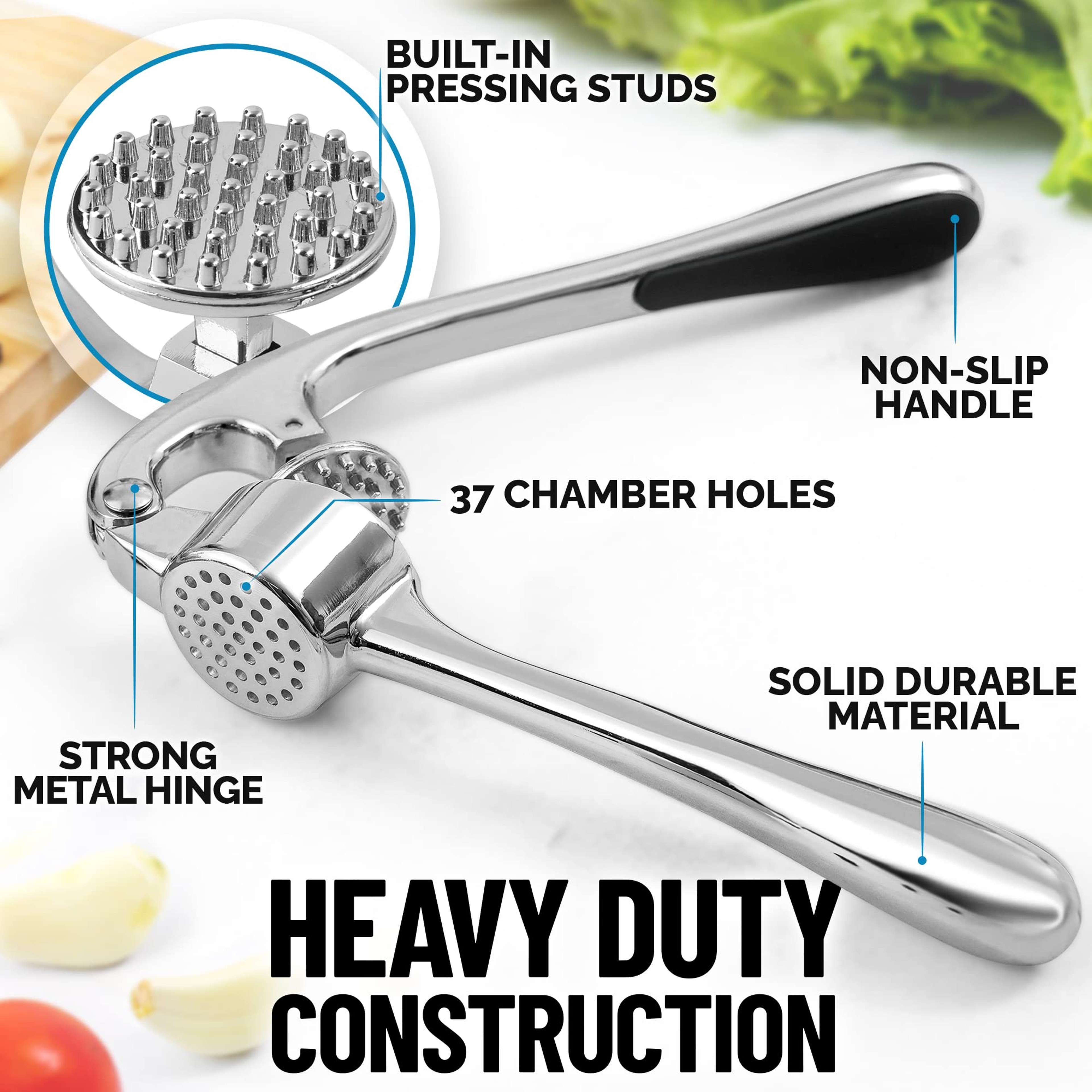 Premium Stainless Steel Garlic Press Rocker & Garlic Mincer Tool – view 6