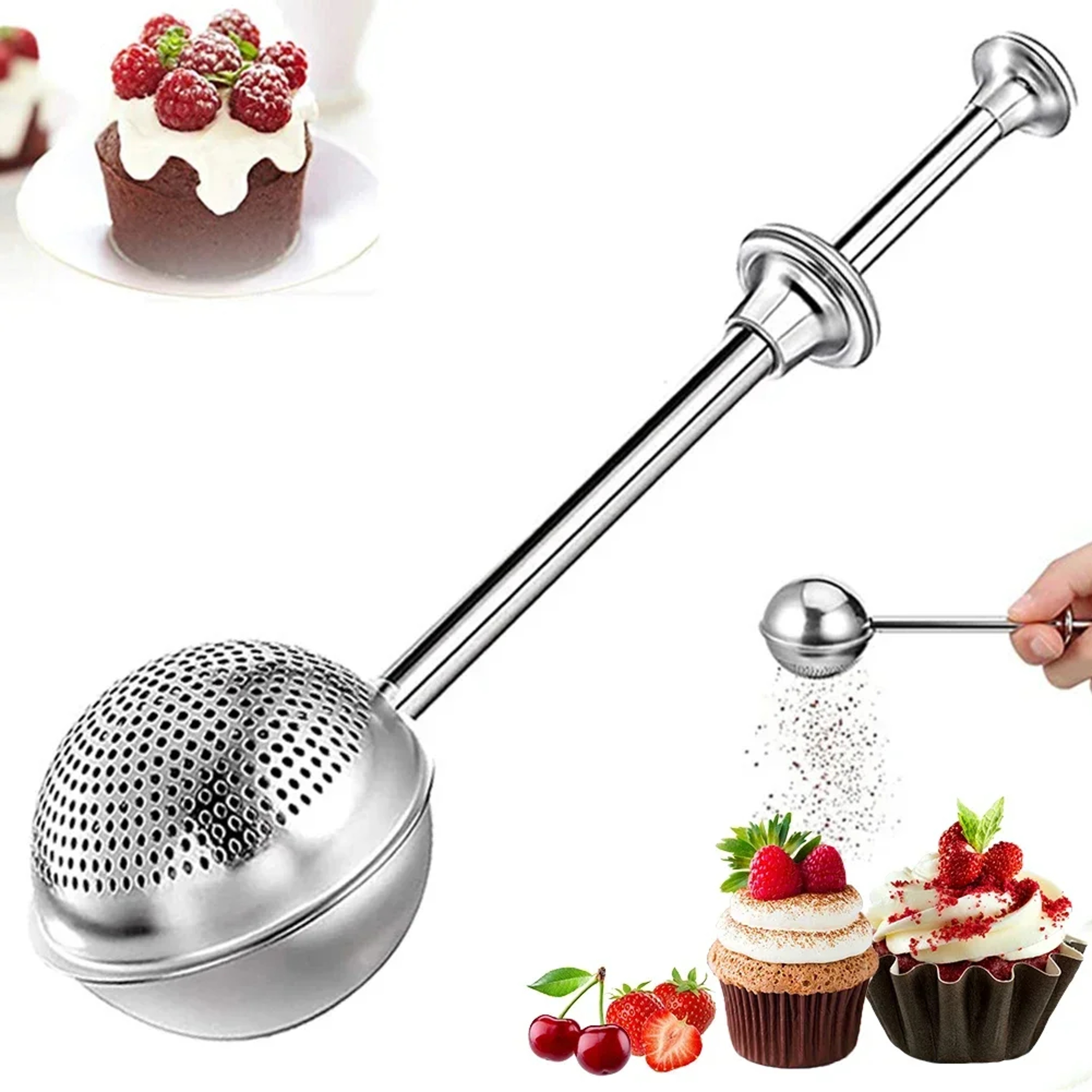 Precision Powder Duster Flour Sifter for Baking, Powdered Sugar & Spice Decorating – view 1