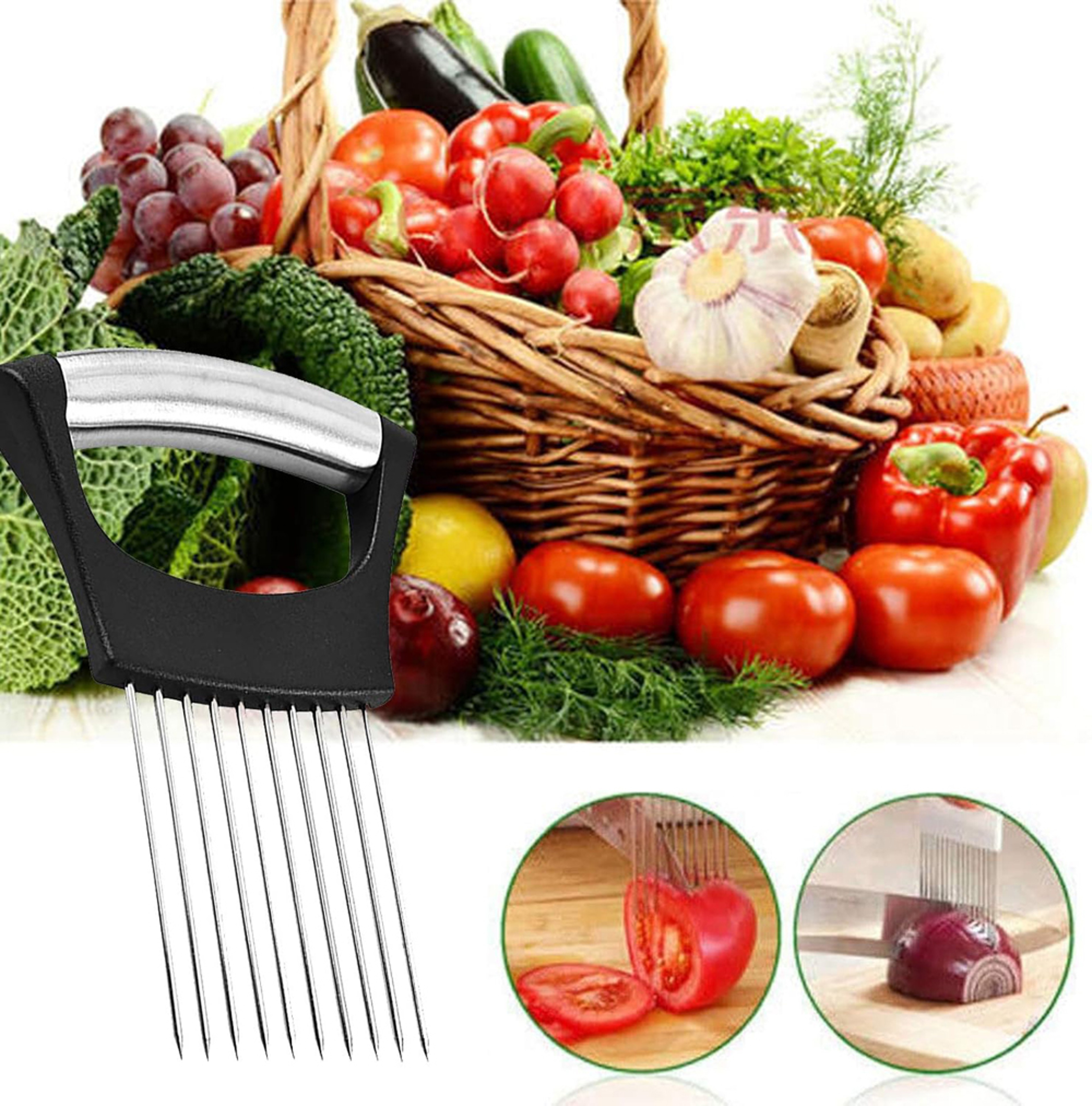 Stainless Steel Onion Slicer Holder & Meat Tenderizer Kitchen Tool – view 6
