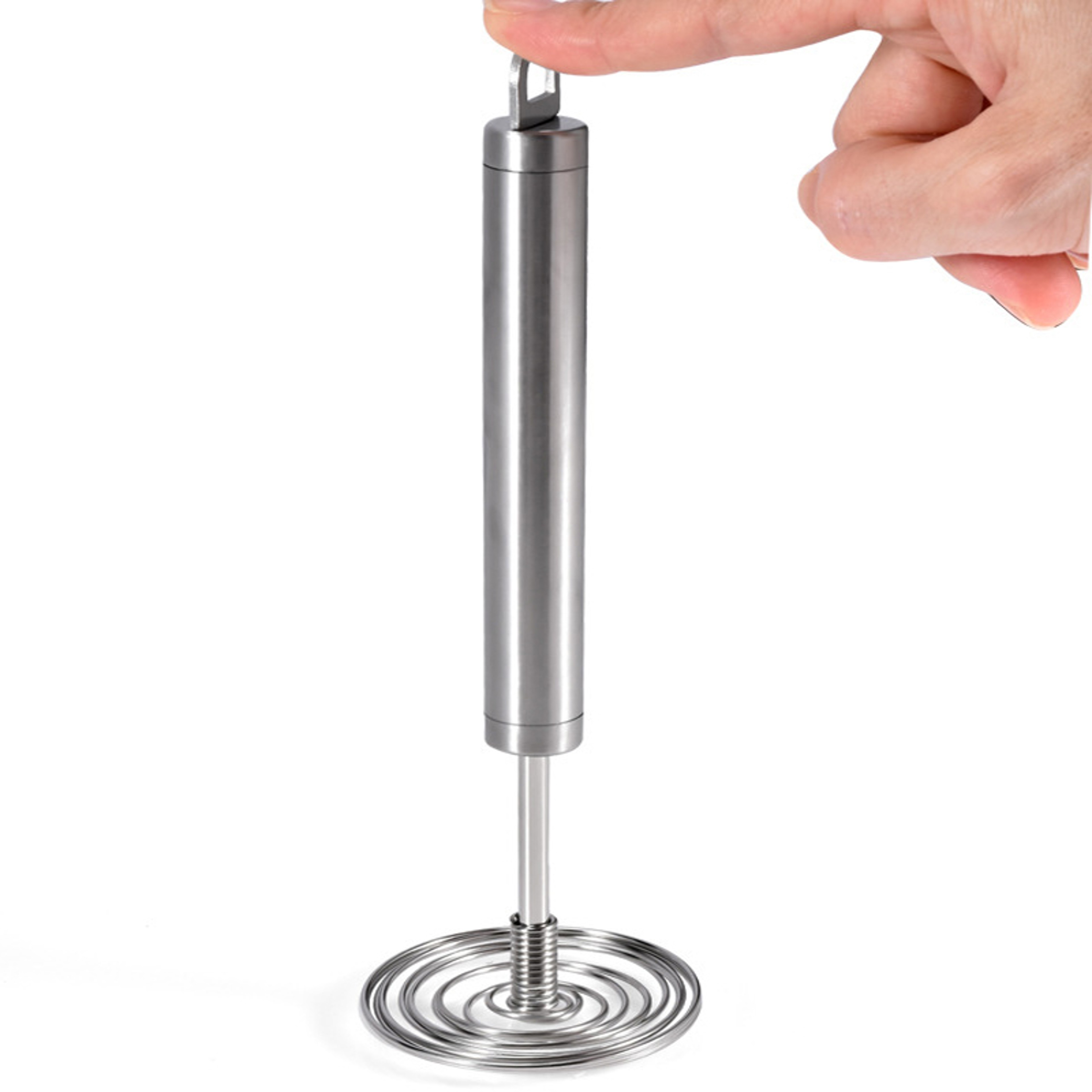 Stainless Steel Spring Whisk Semi Automatic Egg Beater Handheld Butter Mixer Kitchen Tool – view 3