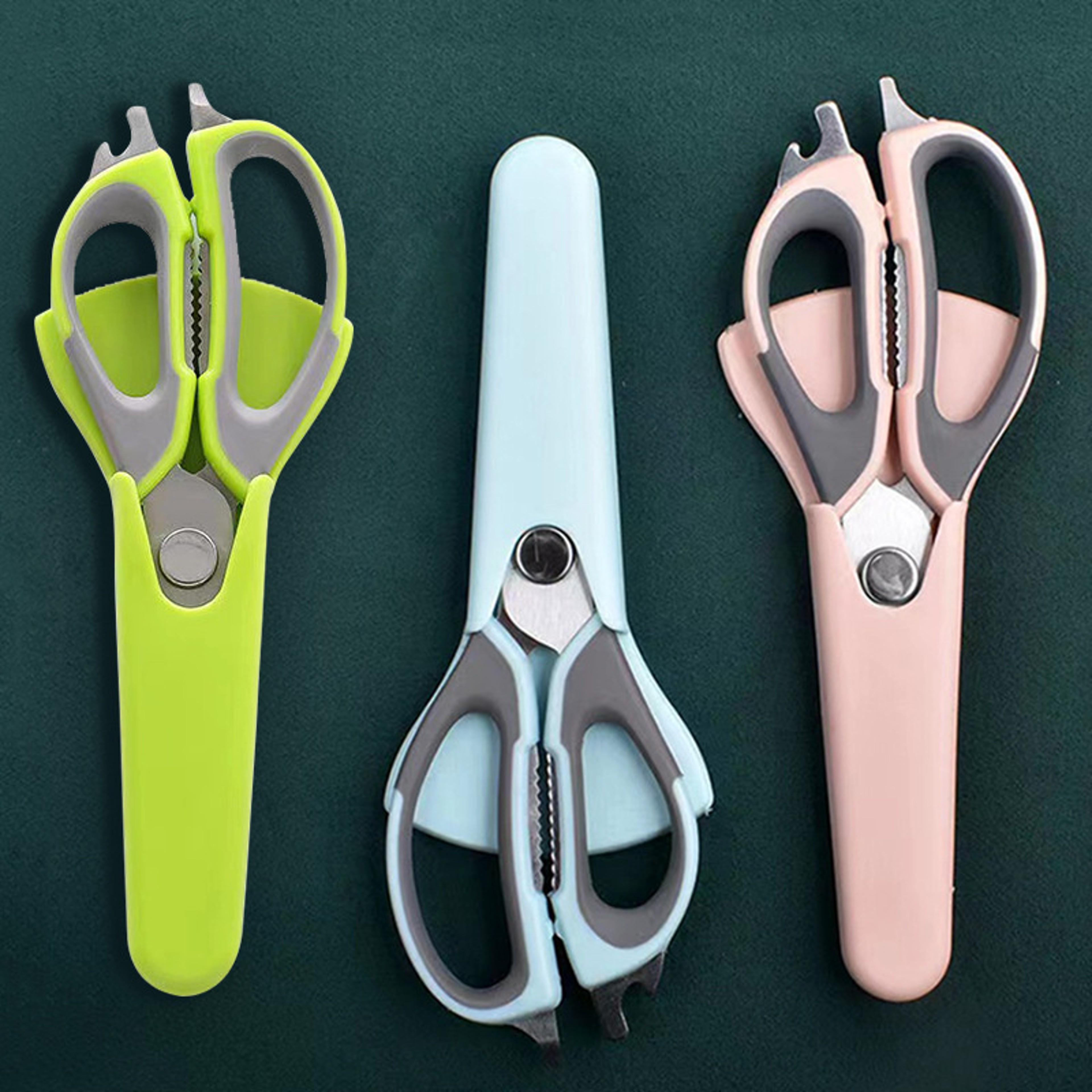 Kitchen Scissors With Magnetic Holder  Stainless Steel Blades 1