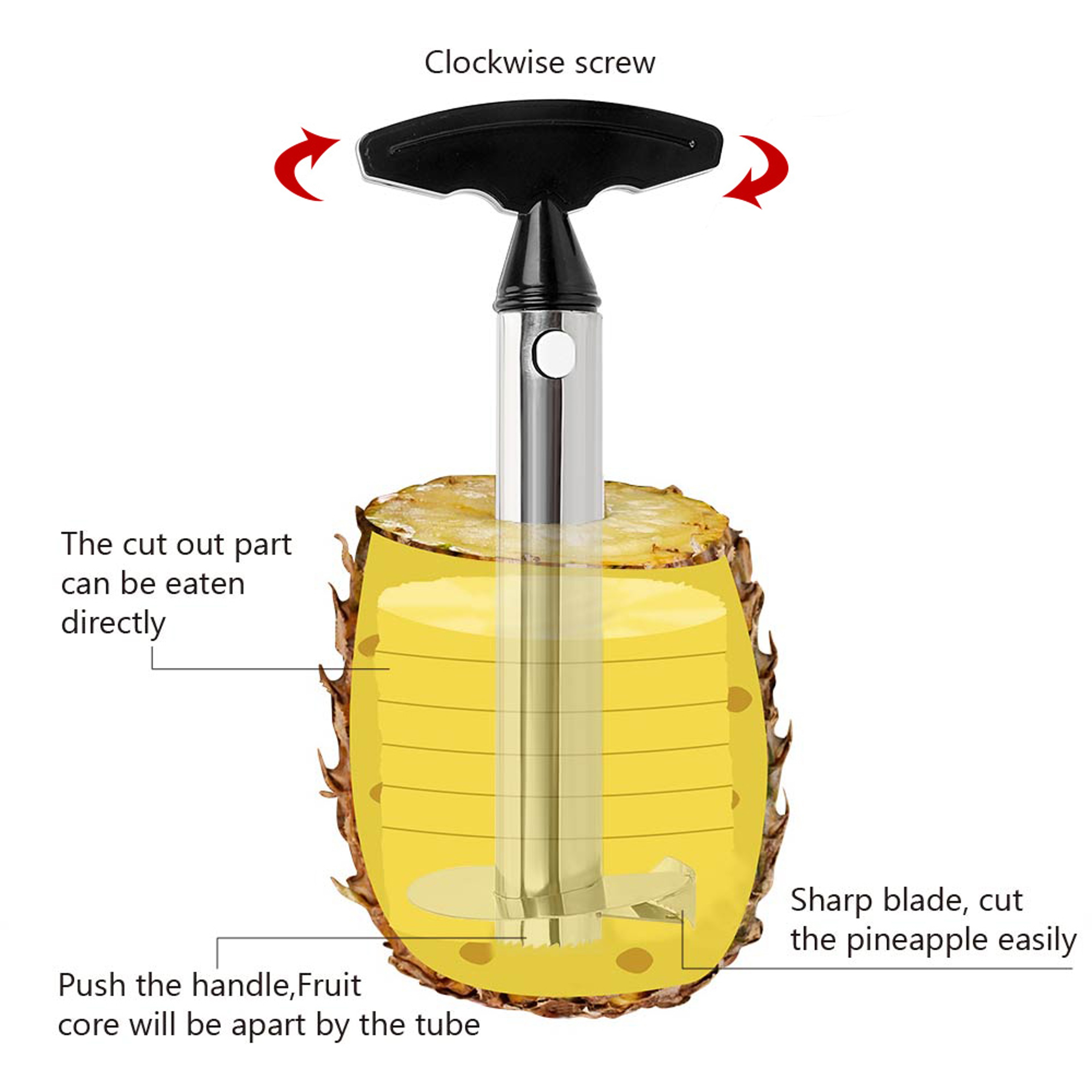 Fresh Twist Pineapple Core  Spiral Peeler Stainless Steel Fruit Slicer 1